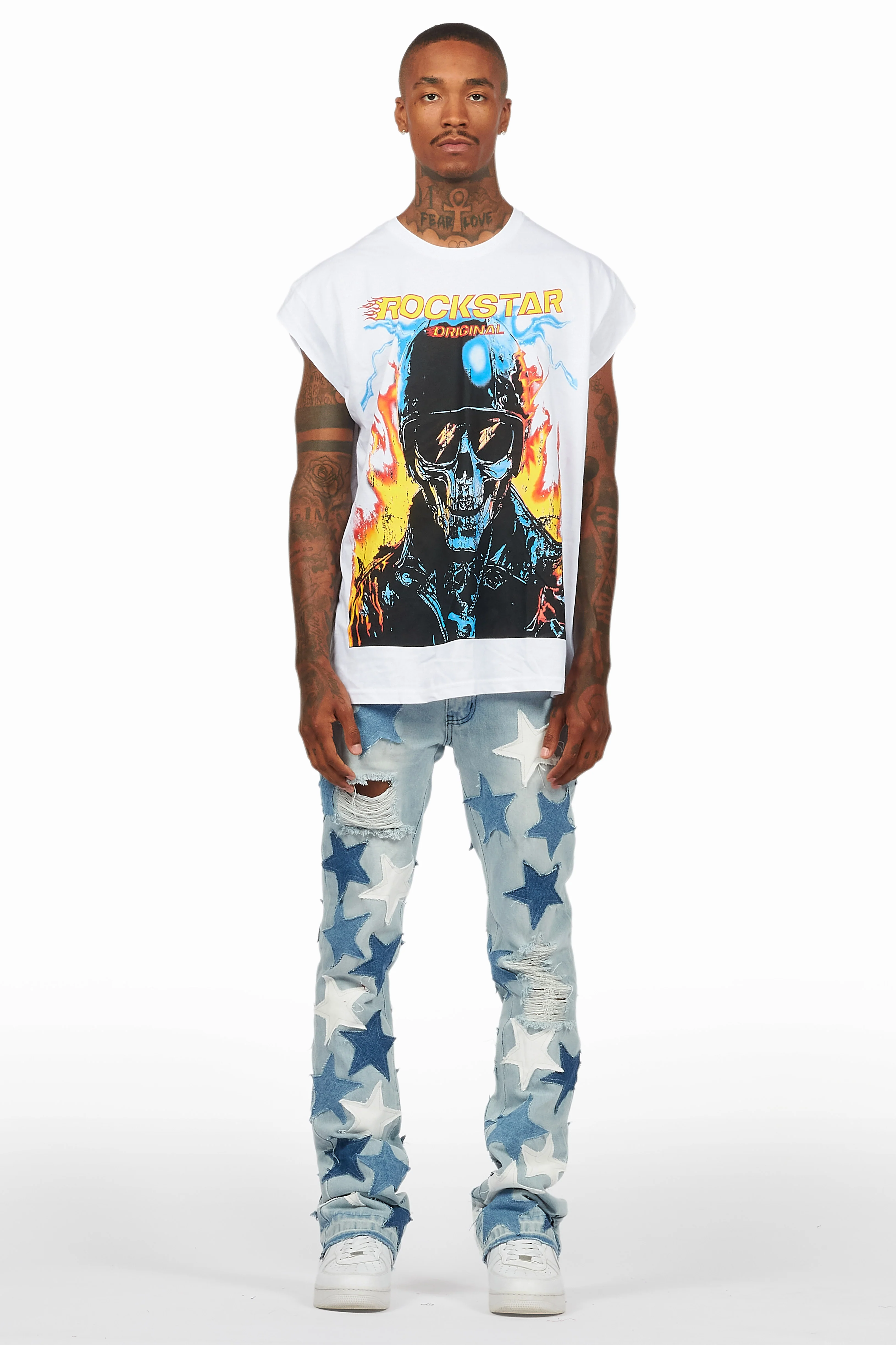 Balius White Graphic Muscle T-Shirt - Image 2