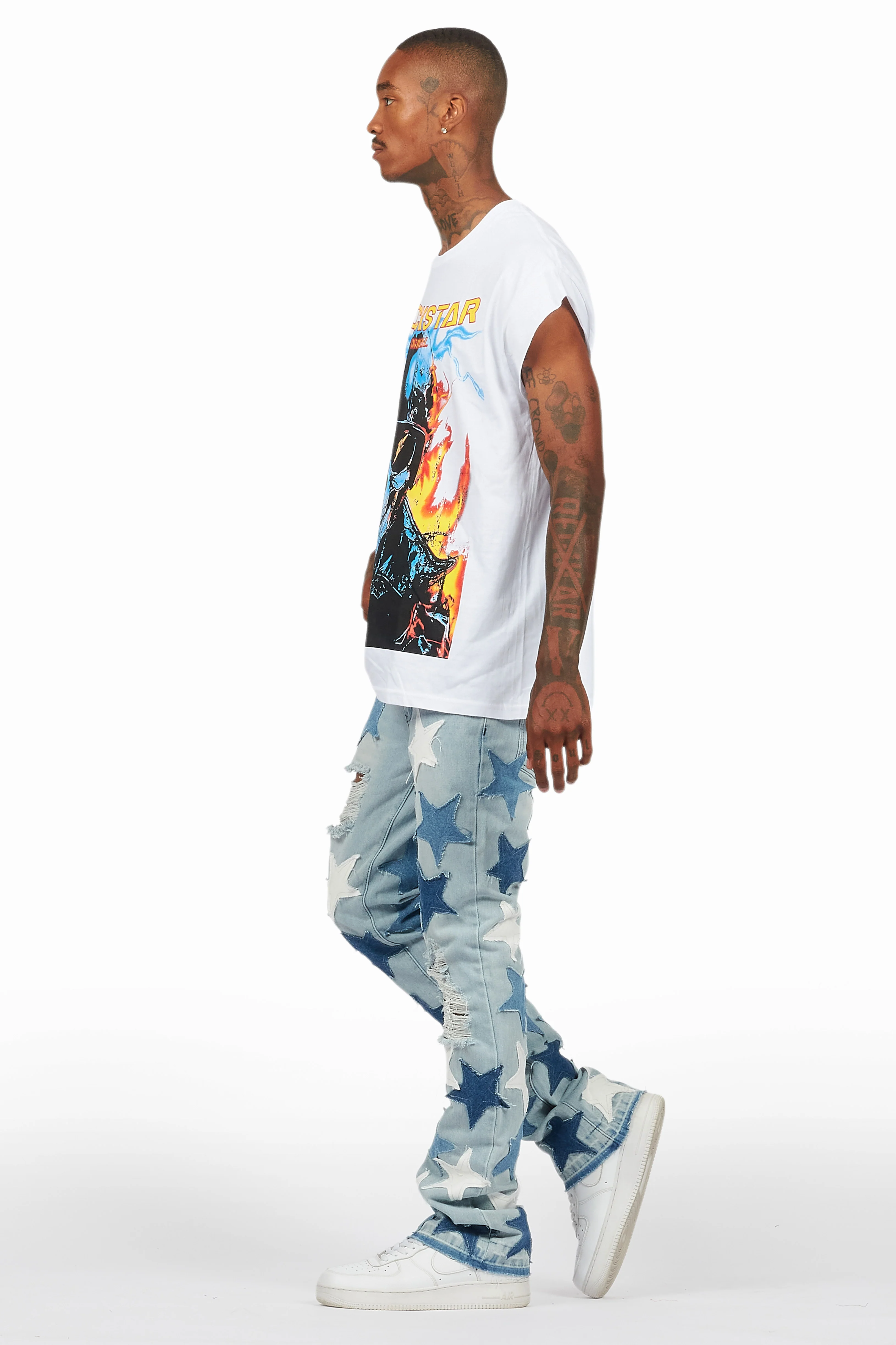 Balius White Graphic Muscle T-Shirt - Image 6