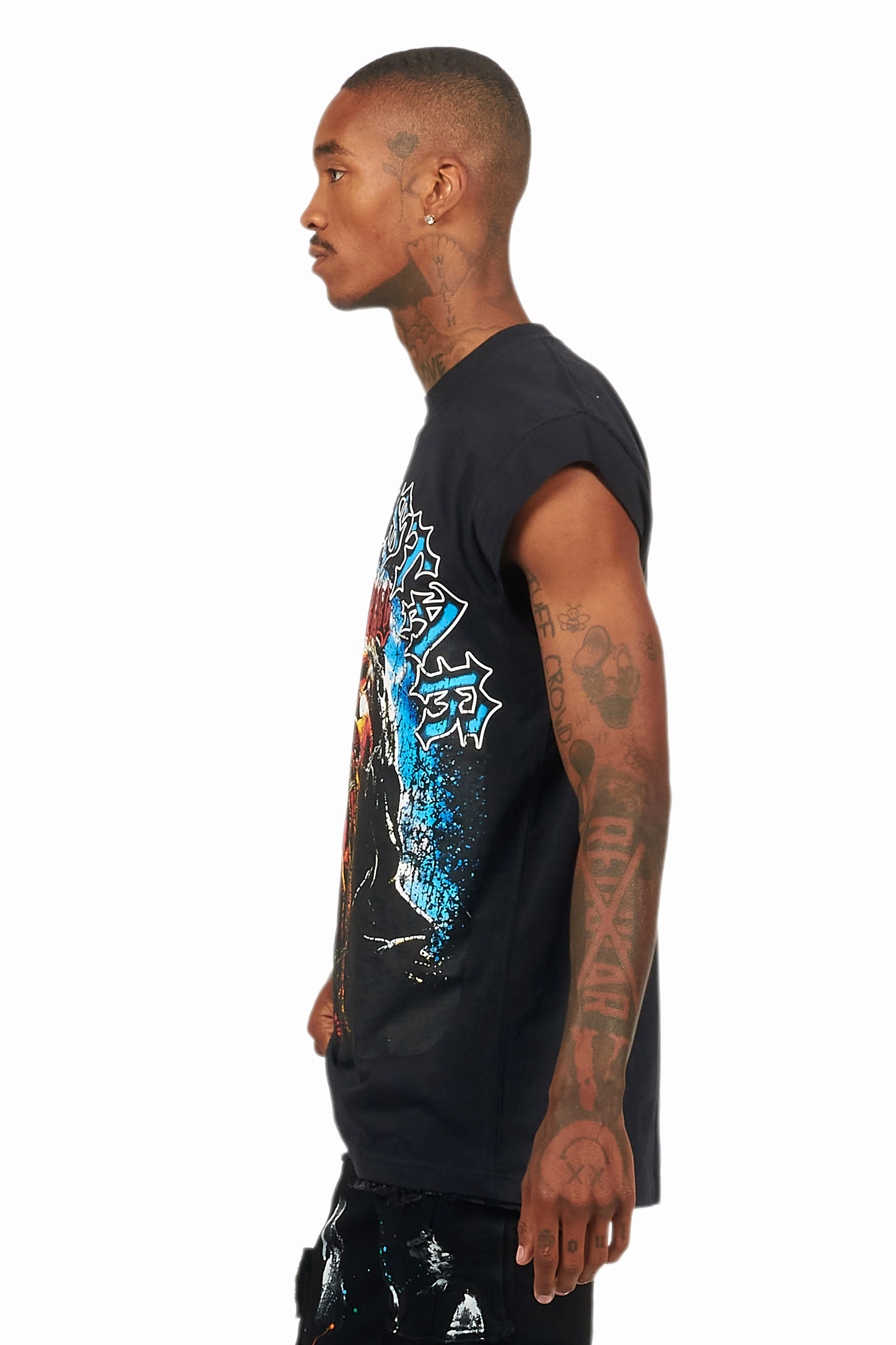 Dallan Black Graphic Muscle T-Shirt - Image 6
