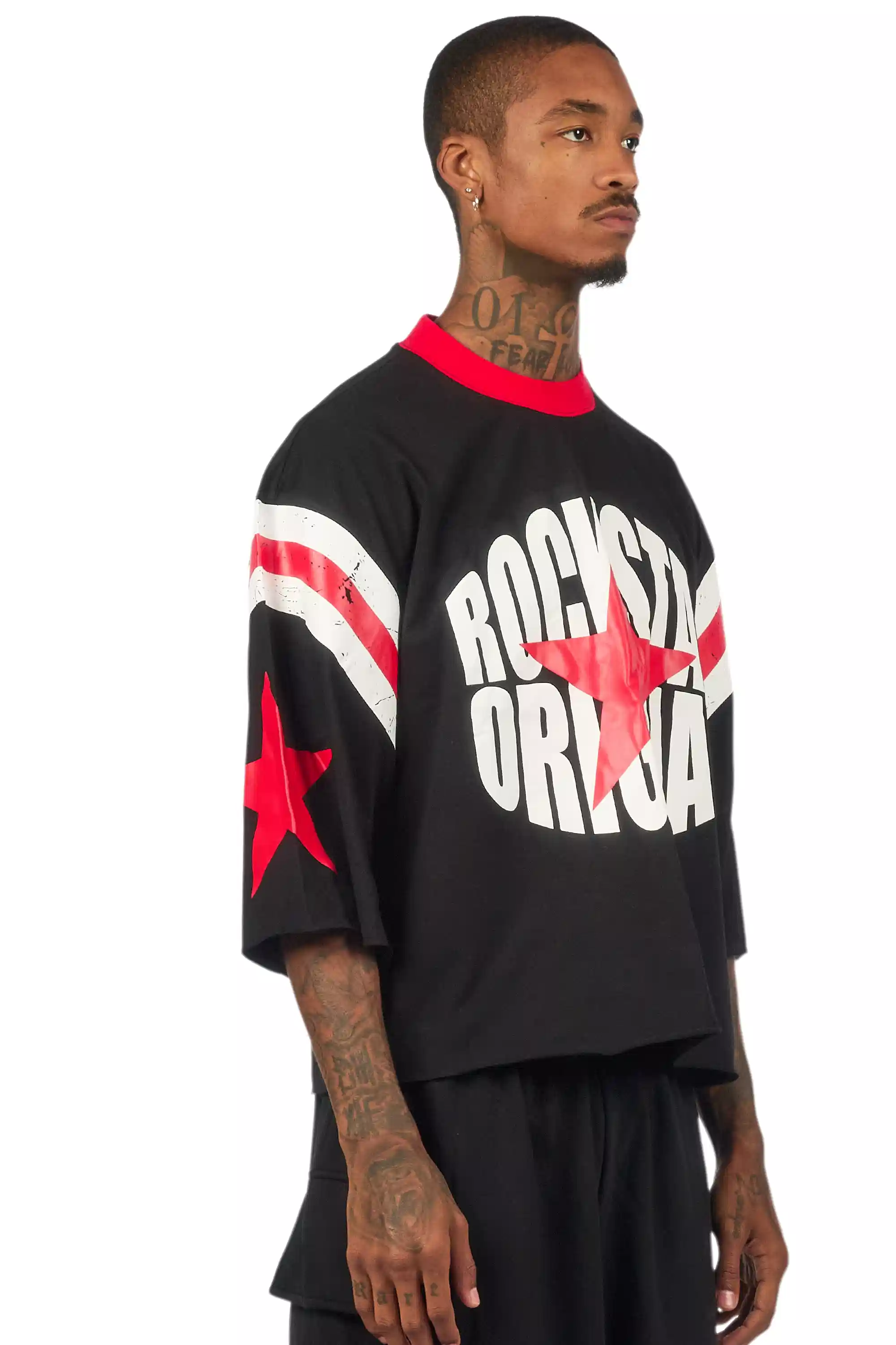 States Black Boxy Crop T-Shirt - Image 3