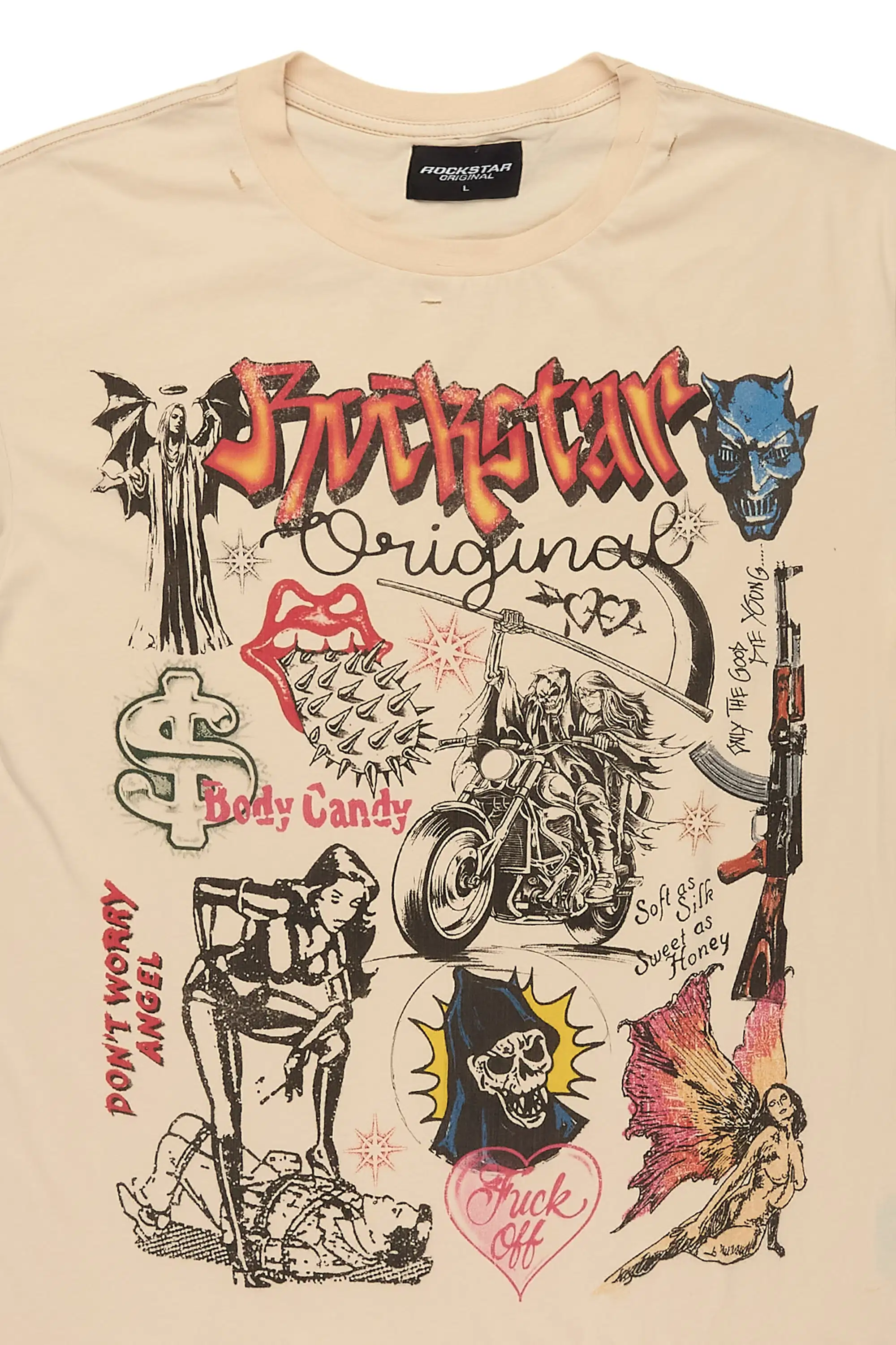 Shootah Beige Oversized Graphic T-Shirt - Image 5