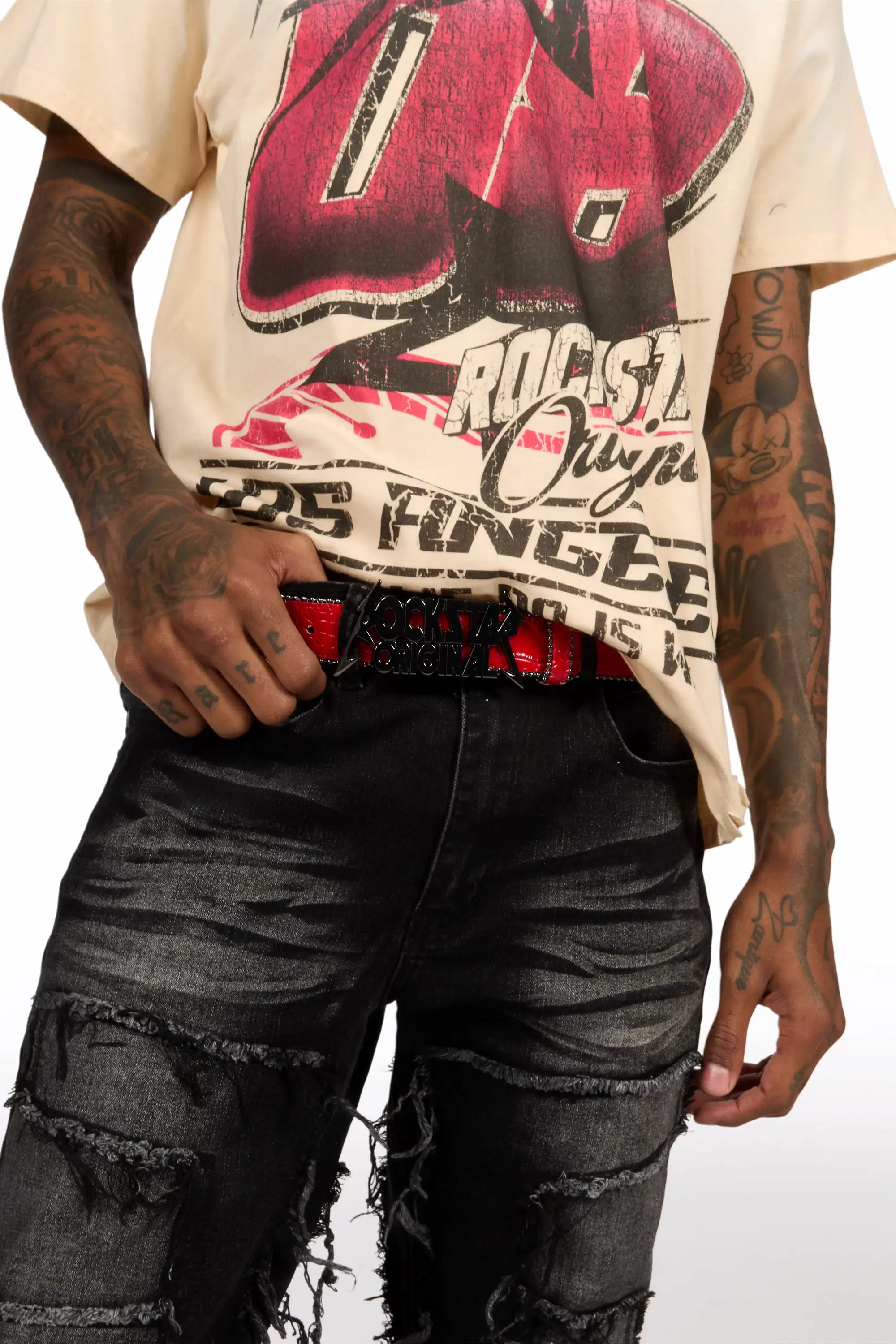 Kastell Sand Oversized Distressed Graphic T-Shirt - Image 5