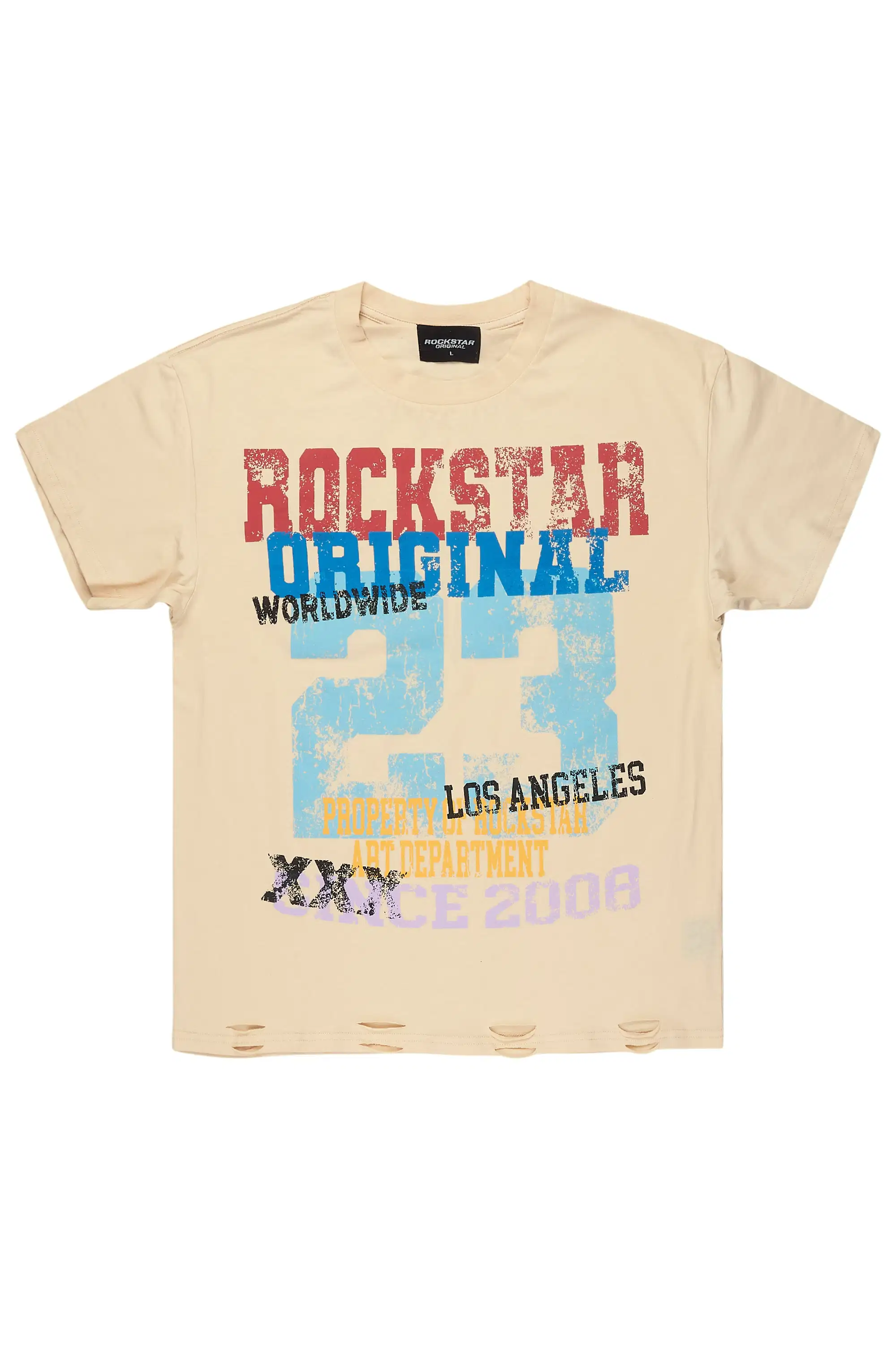 Kyvaris Beige Oversized Graphic T-Shirt