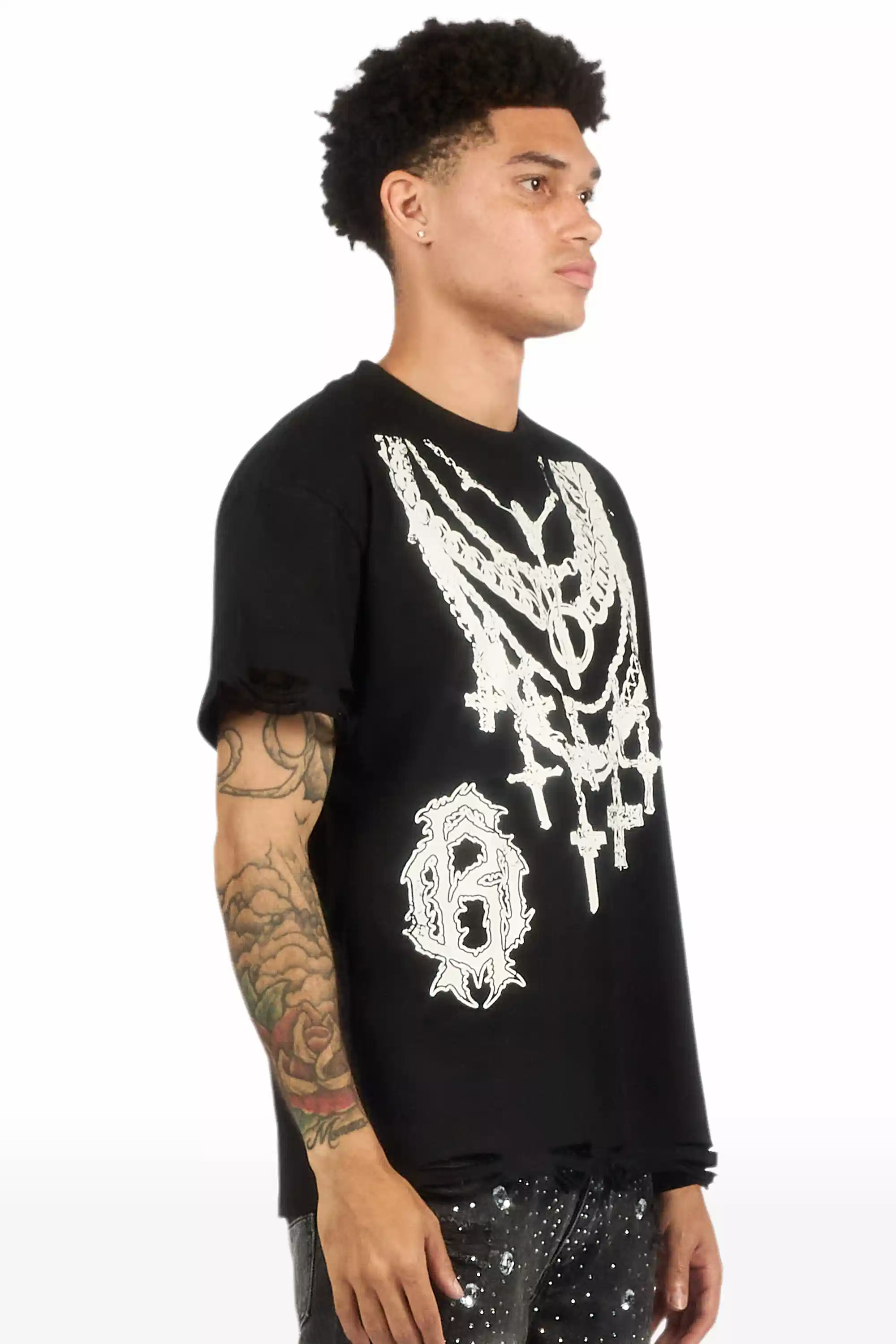 Nyro Black Oversized Graphic T-Shirt - Image 3