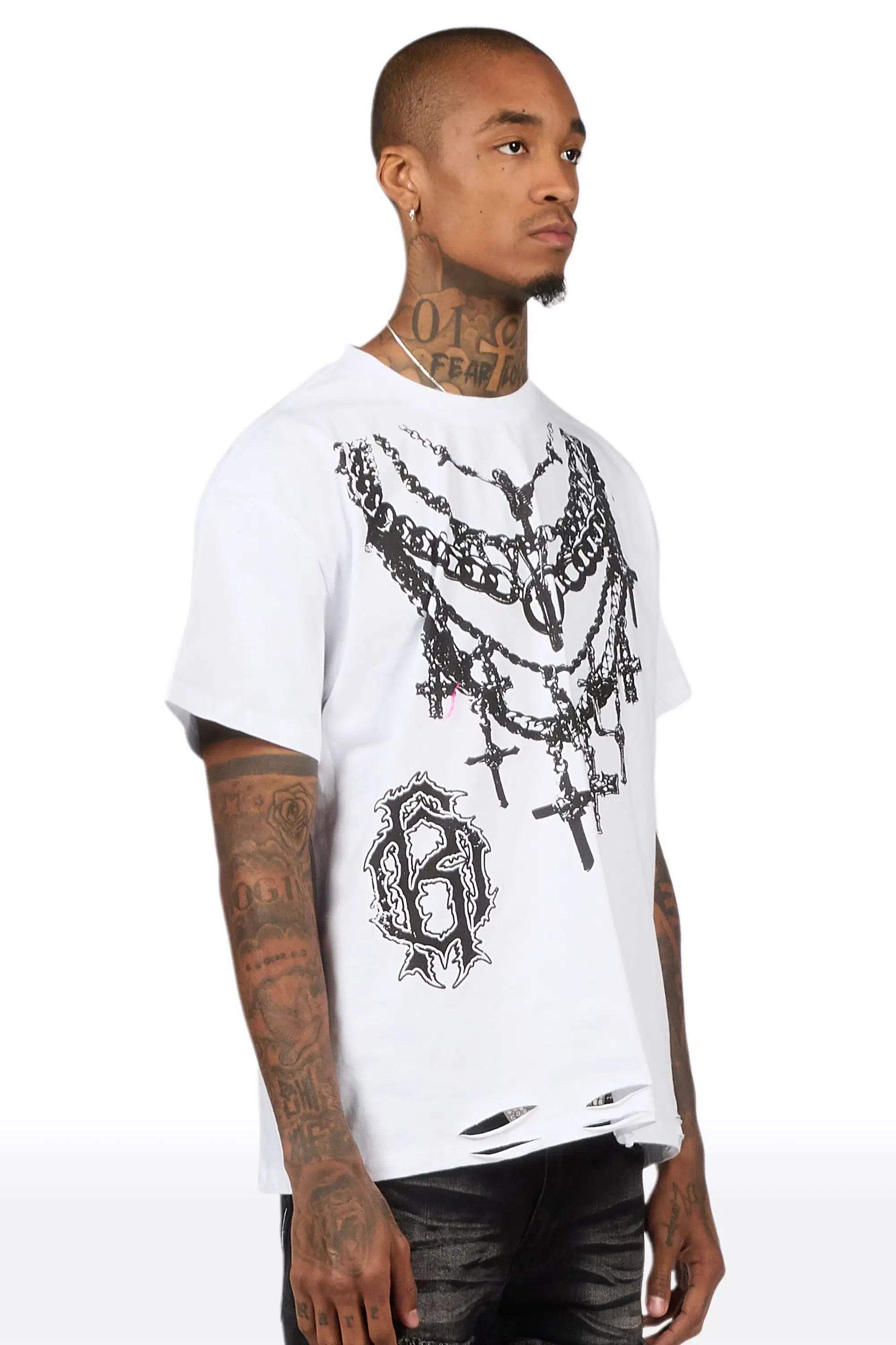 Nyro White Oversized Graphic T-Shirt - Image 4