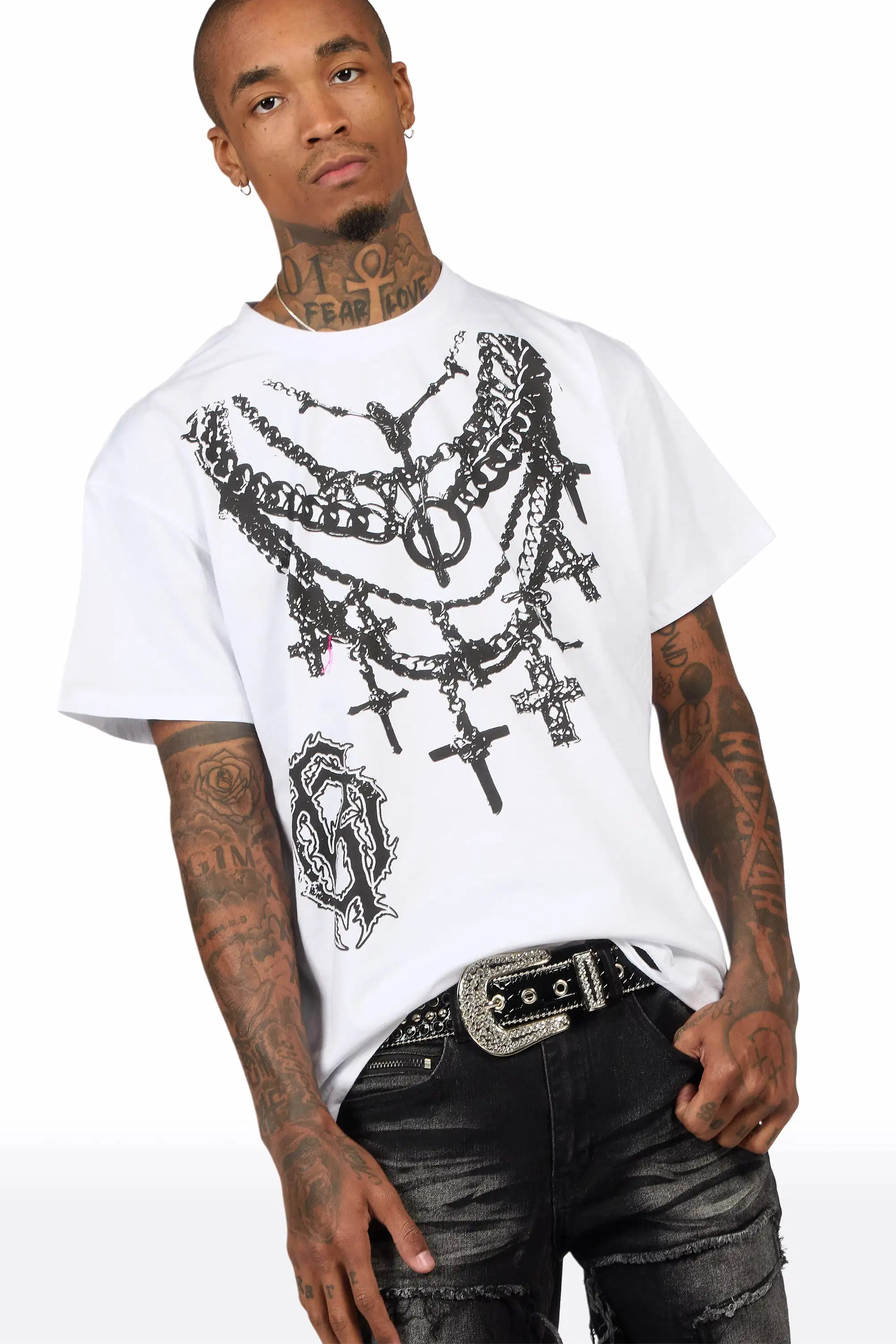 Nyro White Oversized Graphic T-Shirt - Image 5