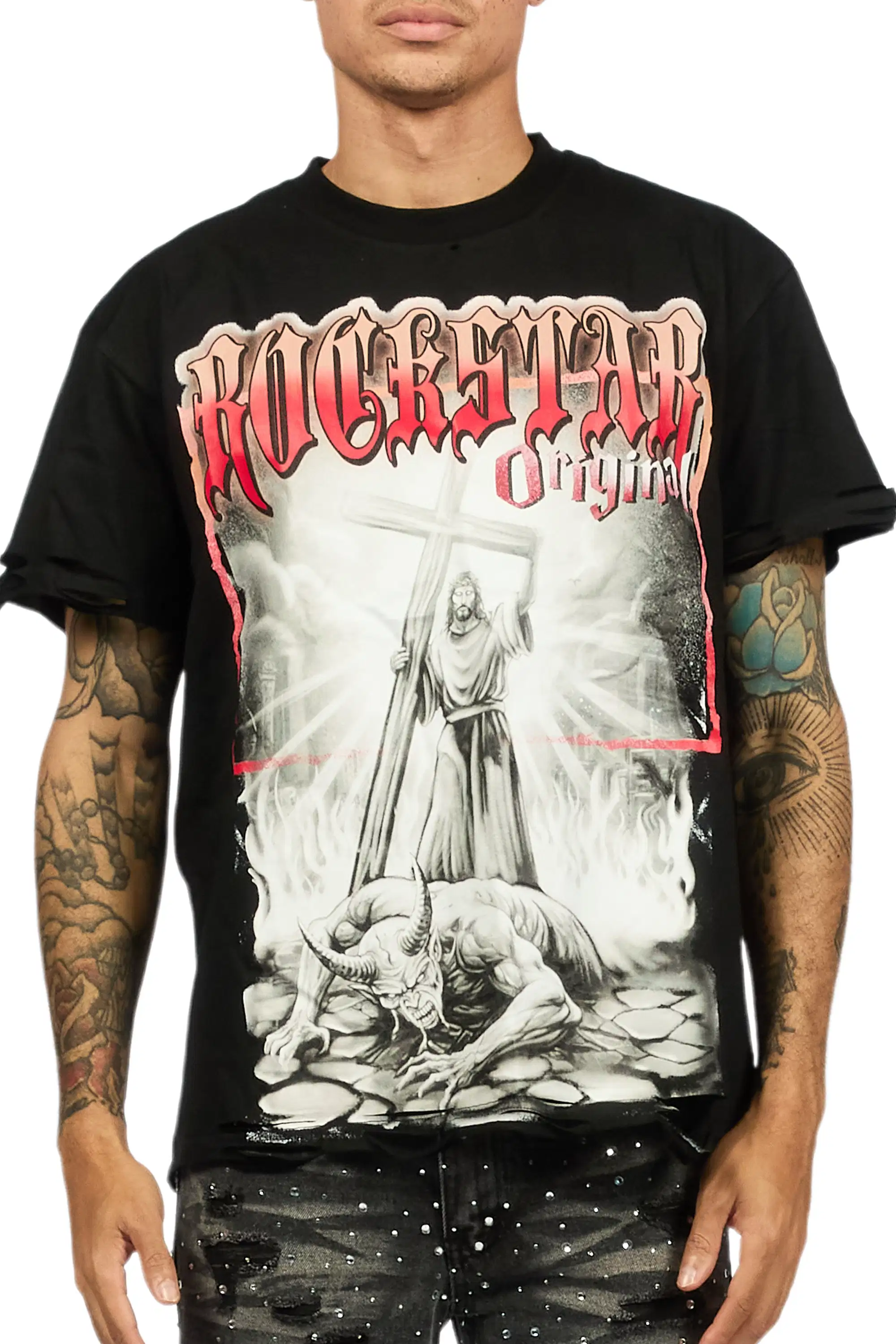 Renzo Black Oversized Graphic T-Shirt - Image 7