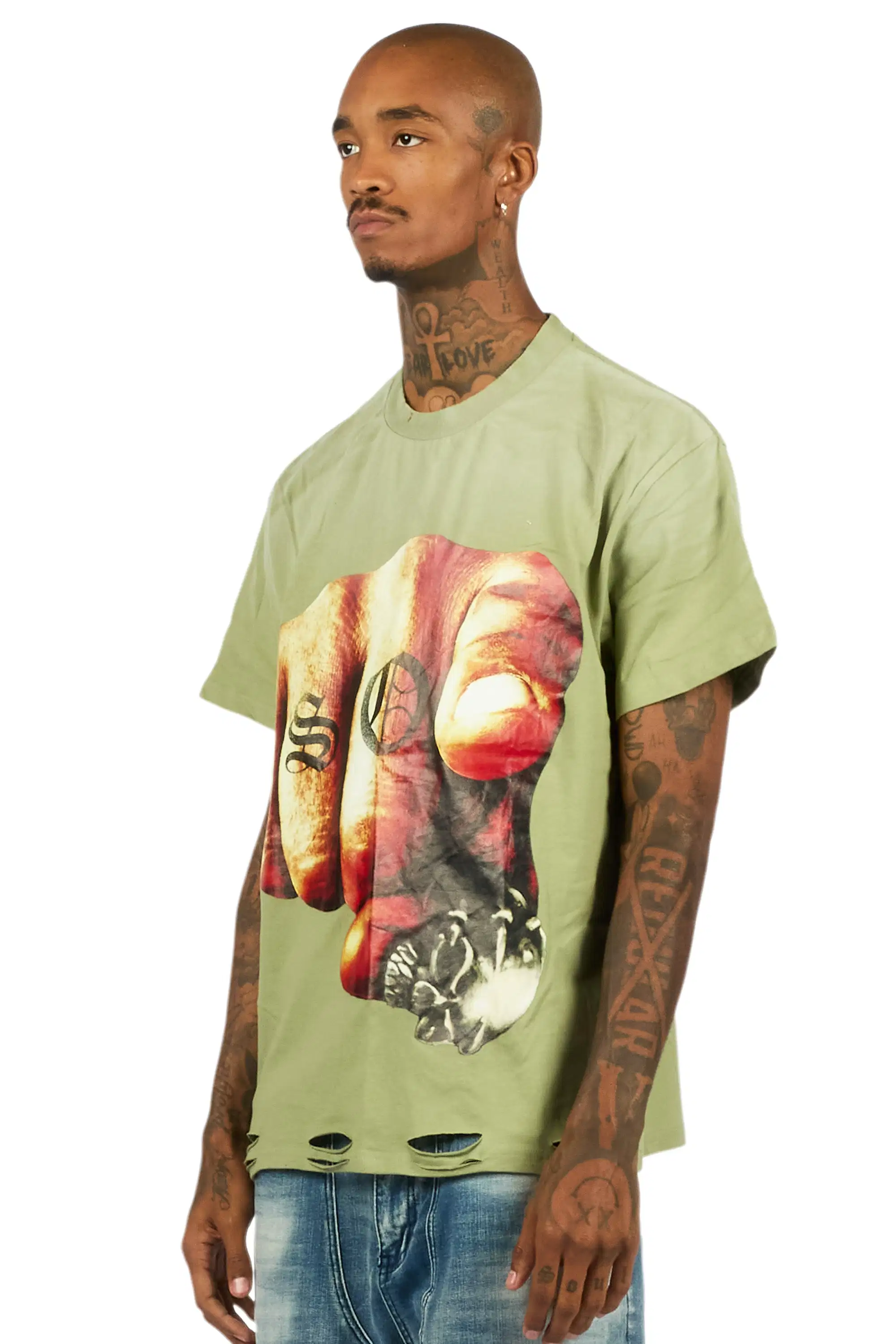 Xayon Green Oversized Graphic T-Shirt - Image 5