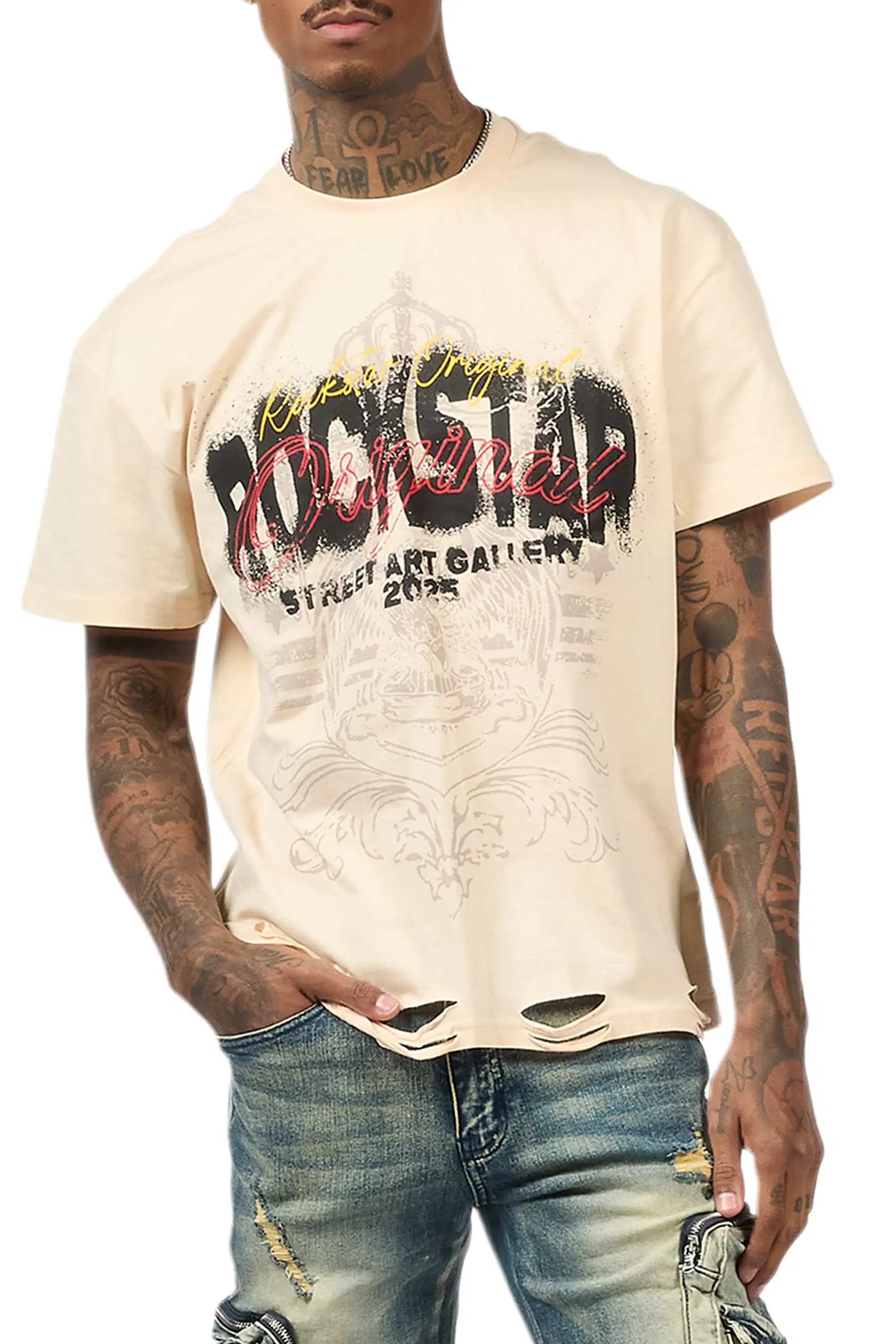 Irix Beige Oversized Graphic T-Shirt - Image 10