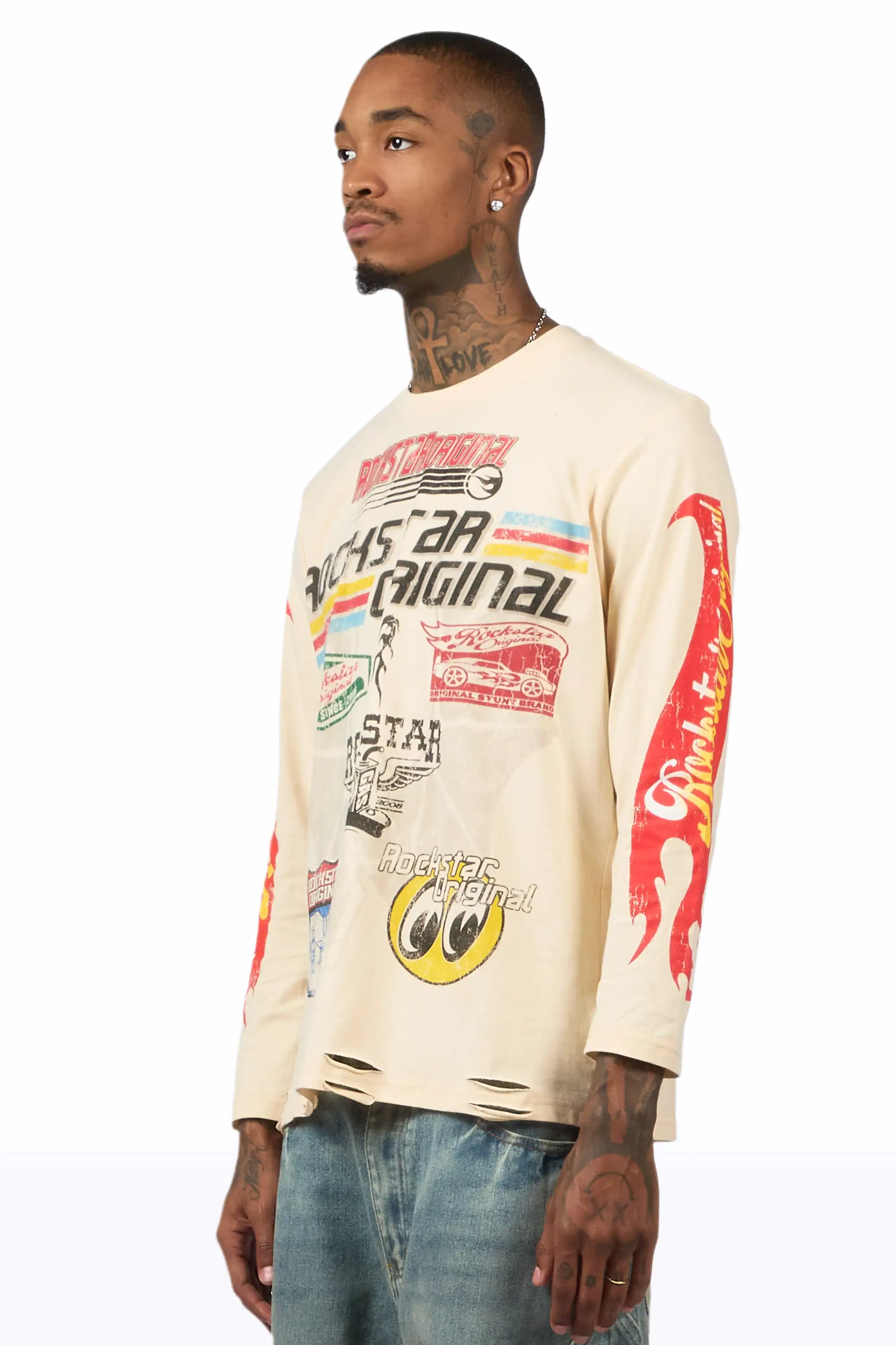 Speedy Beige Long Sleeve Graphic T-Shirt - Image 5