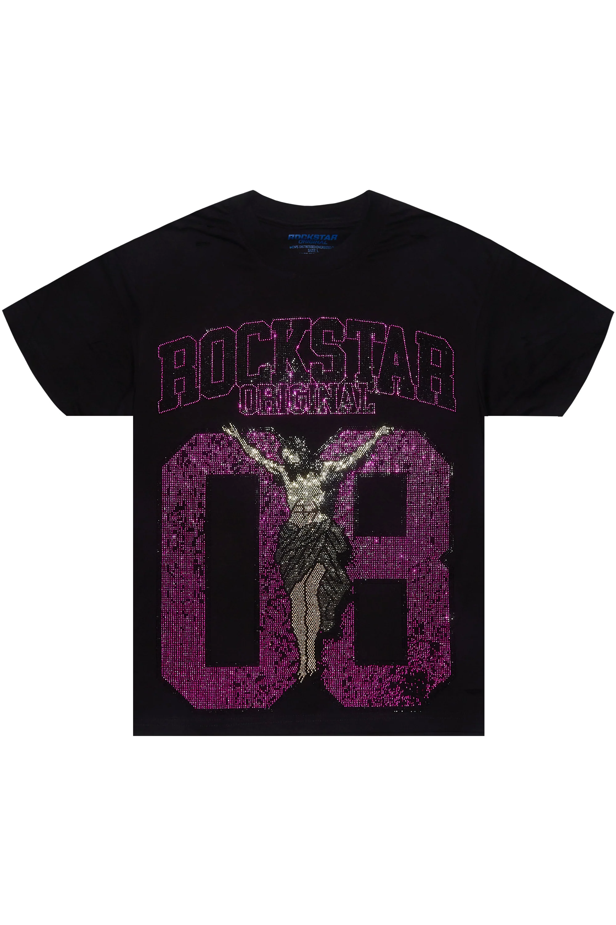 Cavan Black/Pink Rhinestone Graphic T-Shirt - Image 2
