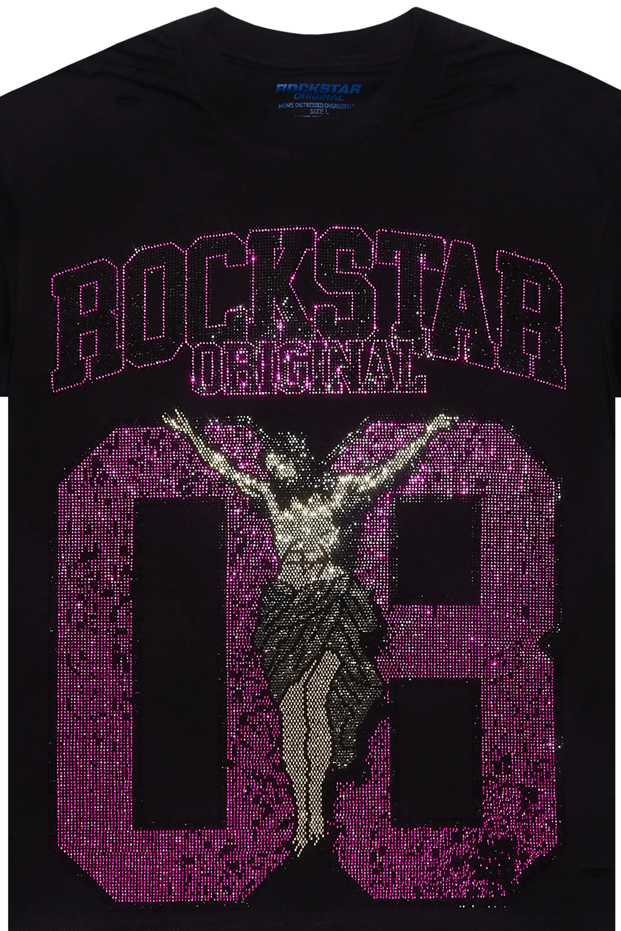 Cavan Black/Pink Rhinestone Graphic T-Shirt - Image 7