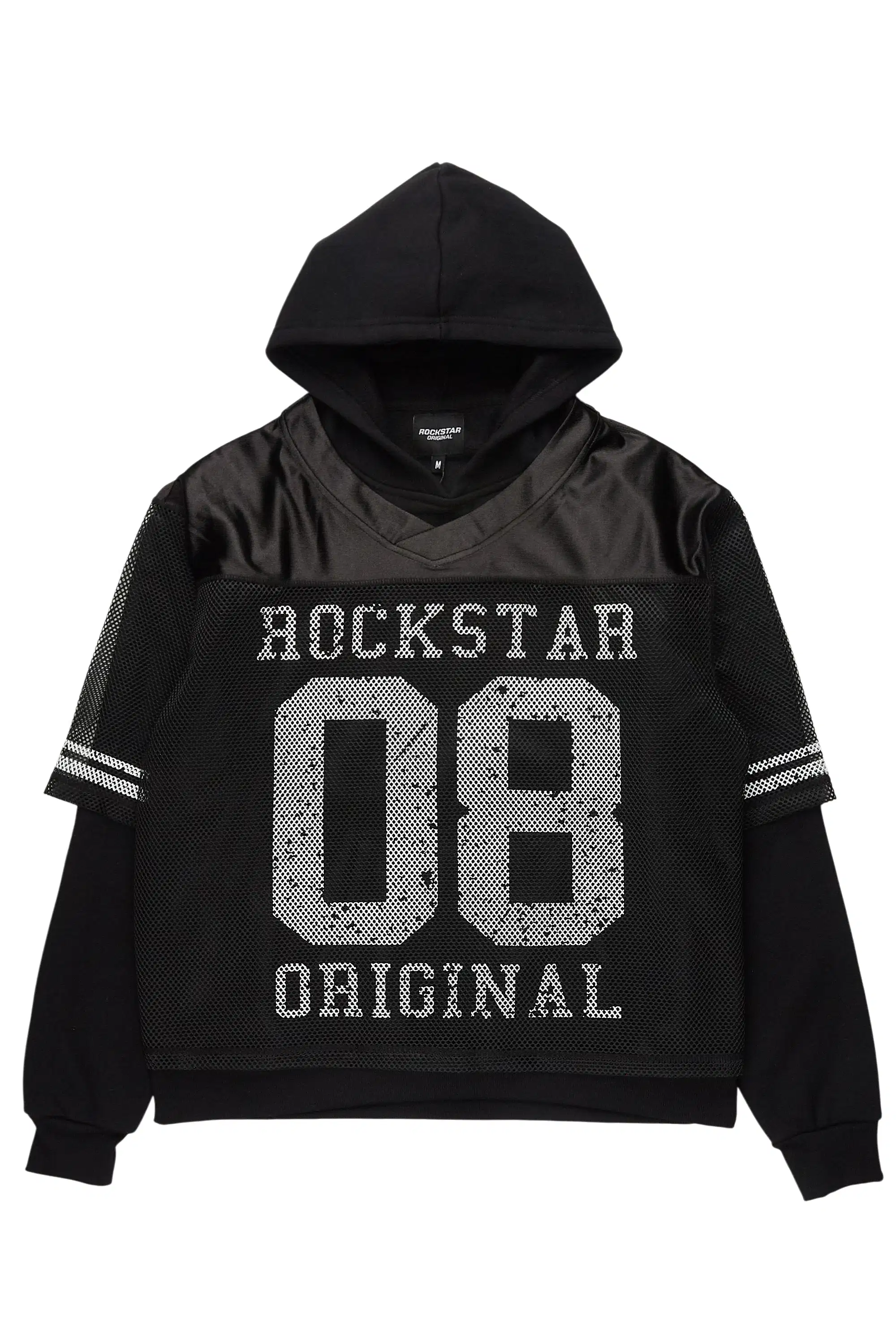 Syncamore Black/White Double Layer Graphic Jersey Hoodie