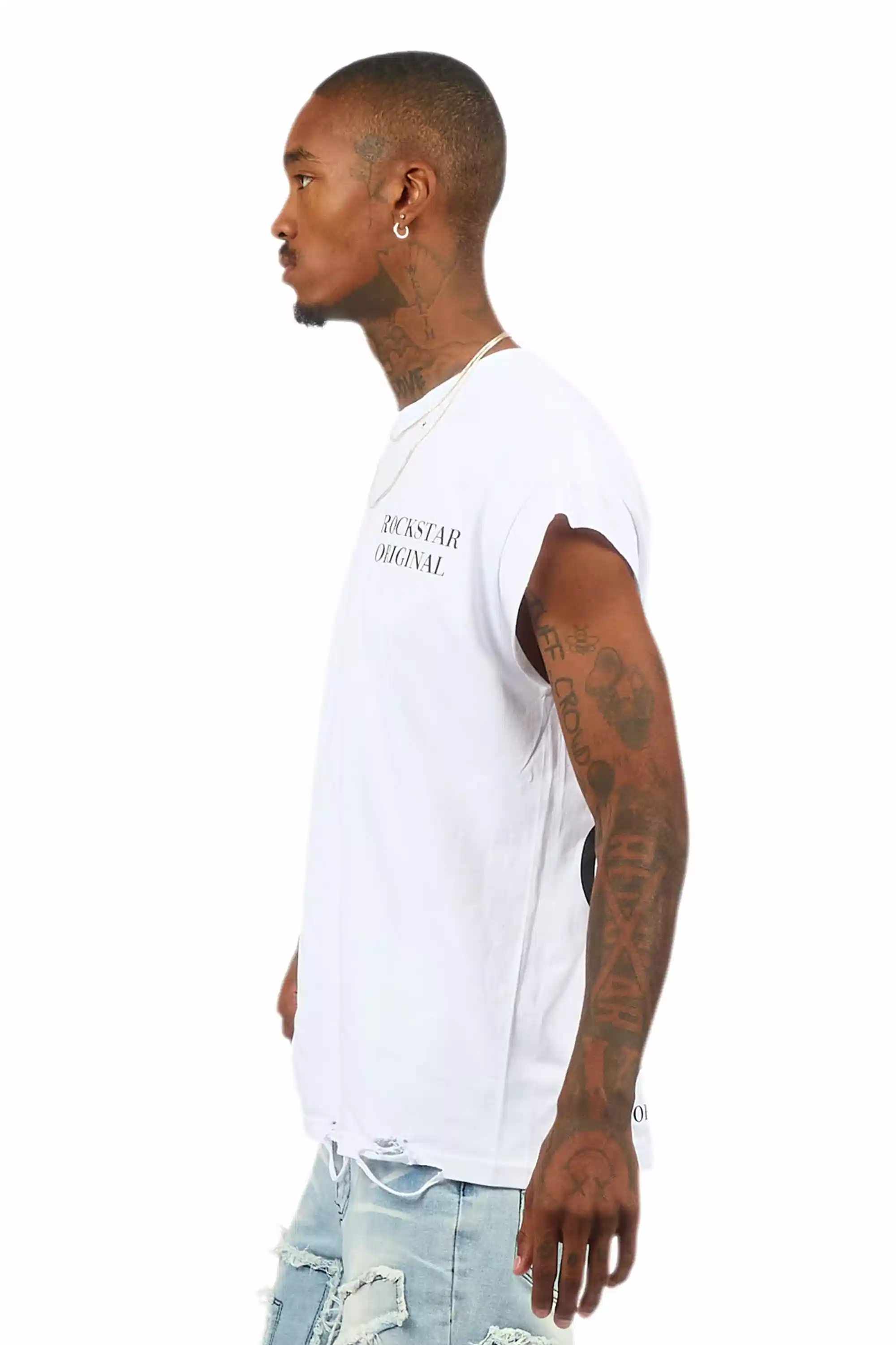 Drako White Graphic Muscle T-Shirt - Image 5