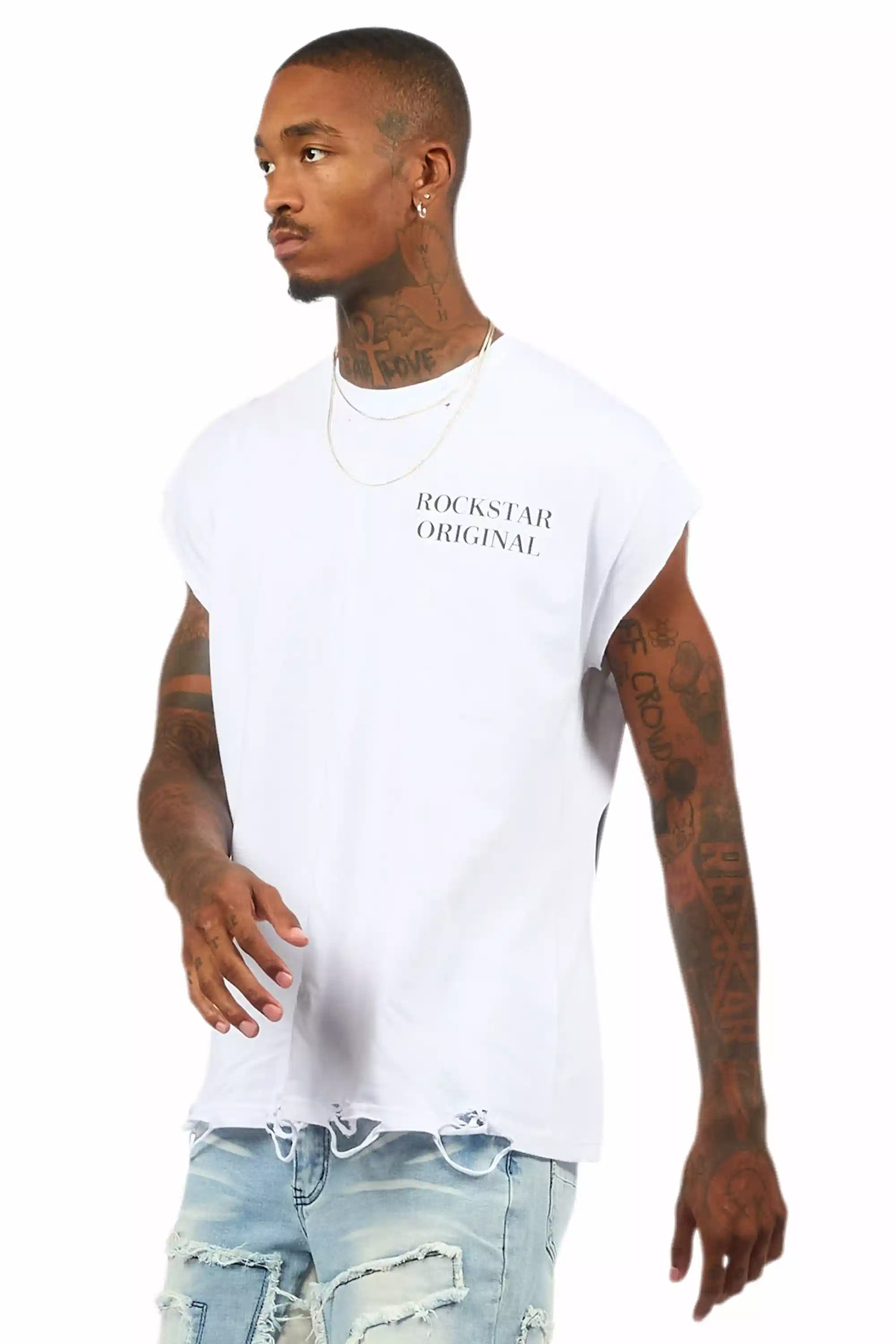Drako White Graphic Muscle T-Shirt - Image 6