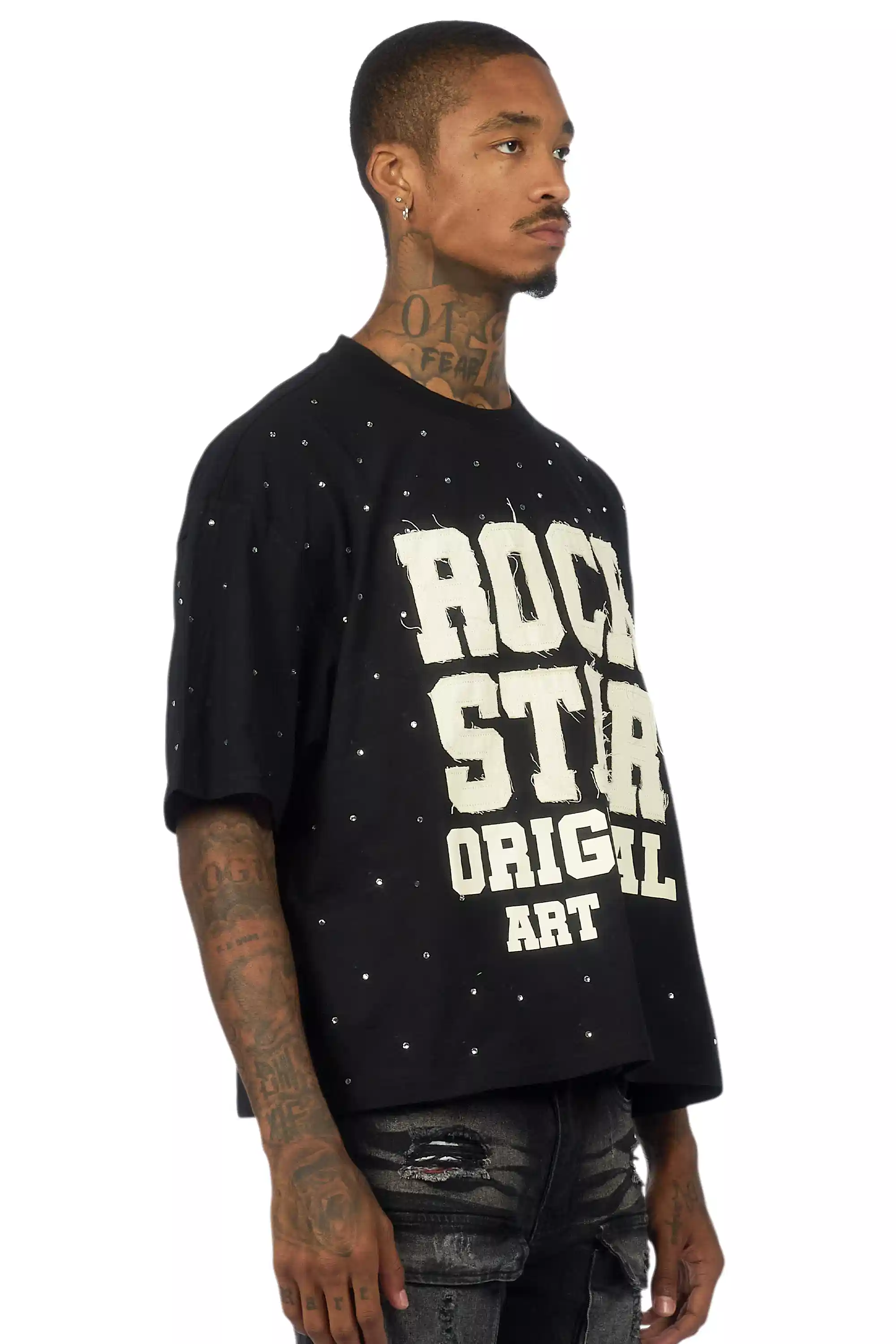 Yulian Black Boxy Crop T-Shirt - Image 3