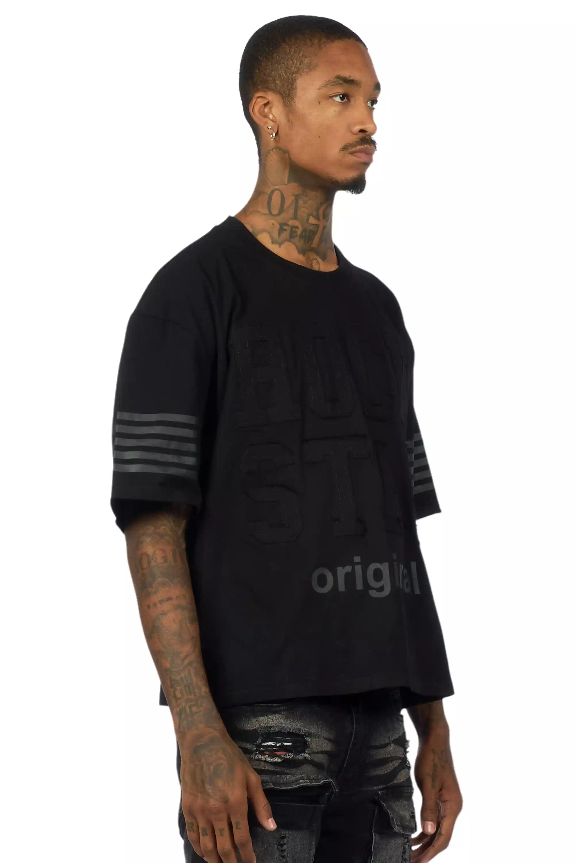 Rulik Black Boxy Crop T-Shirt - Image 3