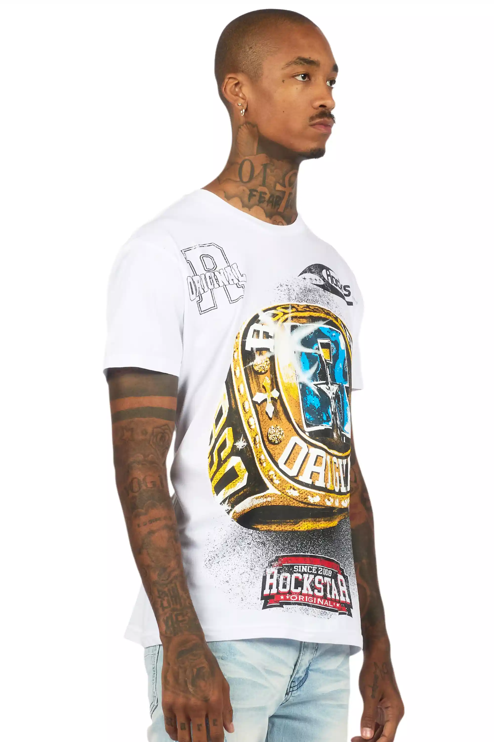 Gemchamp White Graphic T-Shirt - Image 3