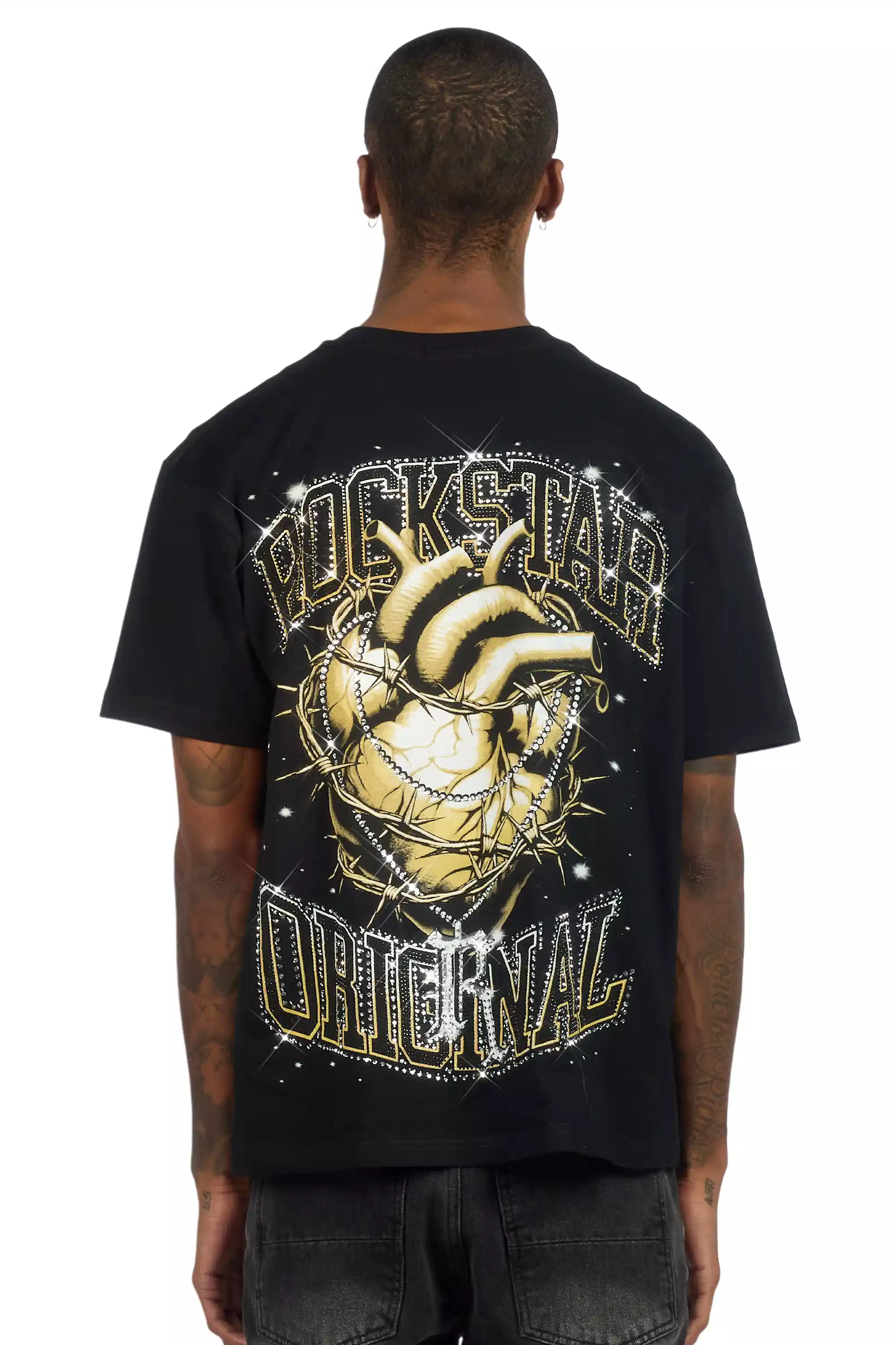 Krock Black Graphic Rhinestone T-Shirt - Image 4