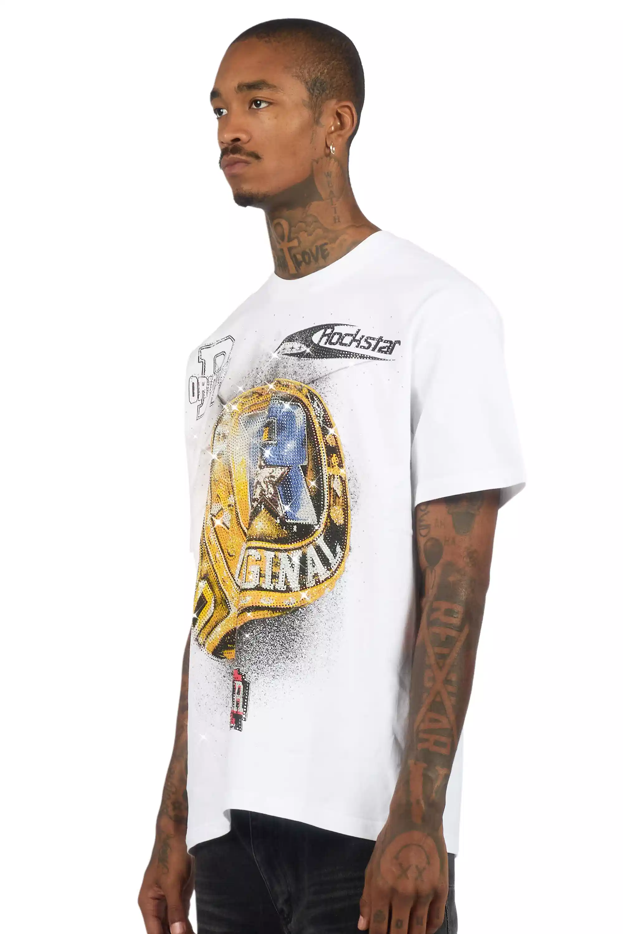 Champ White Graphic Rhinestone T-Shirt - Image 5