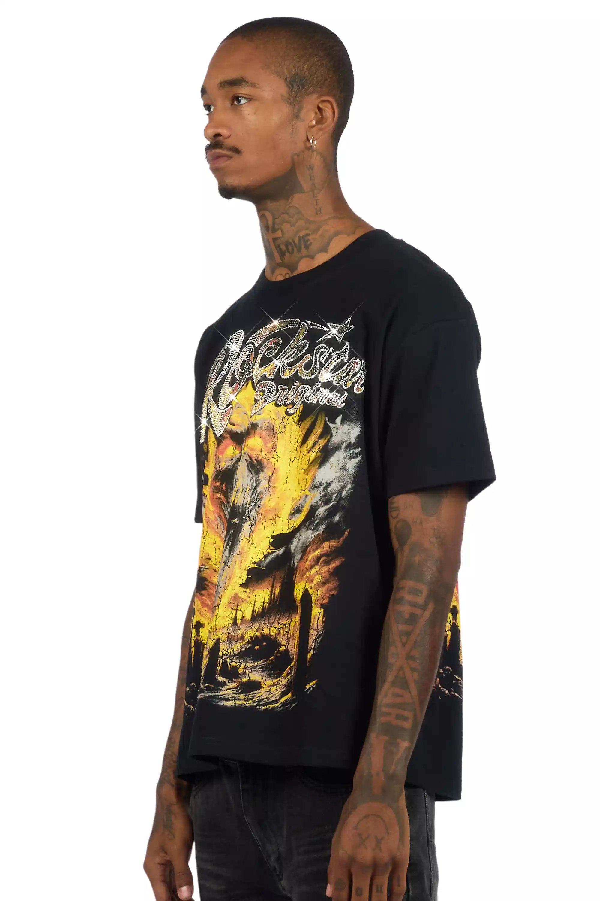 Brun Black Graphic Rhinestone T-Shirt - Image 6