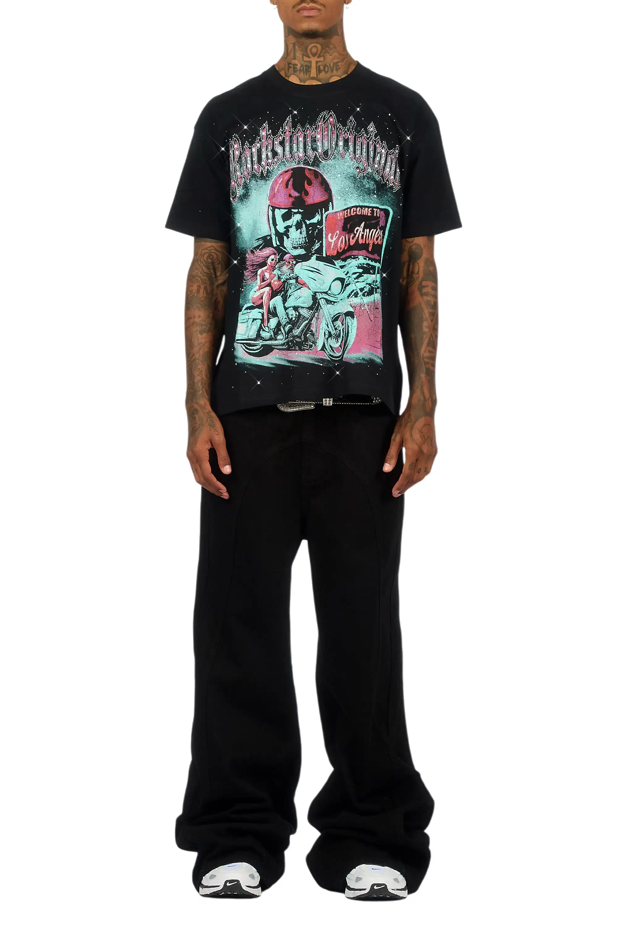 Reece Black Graphic Rhinestone T-Shirt - Image 10