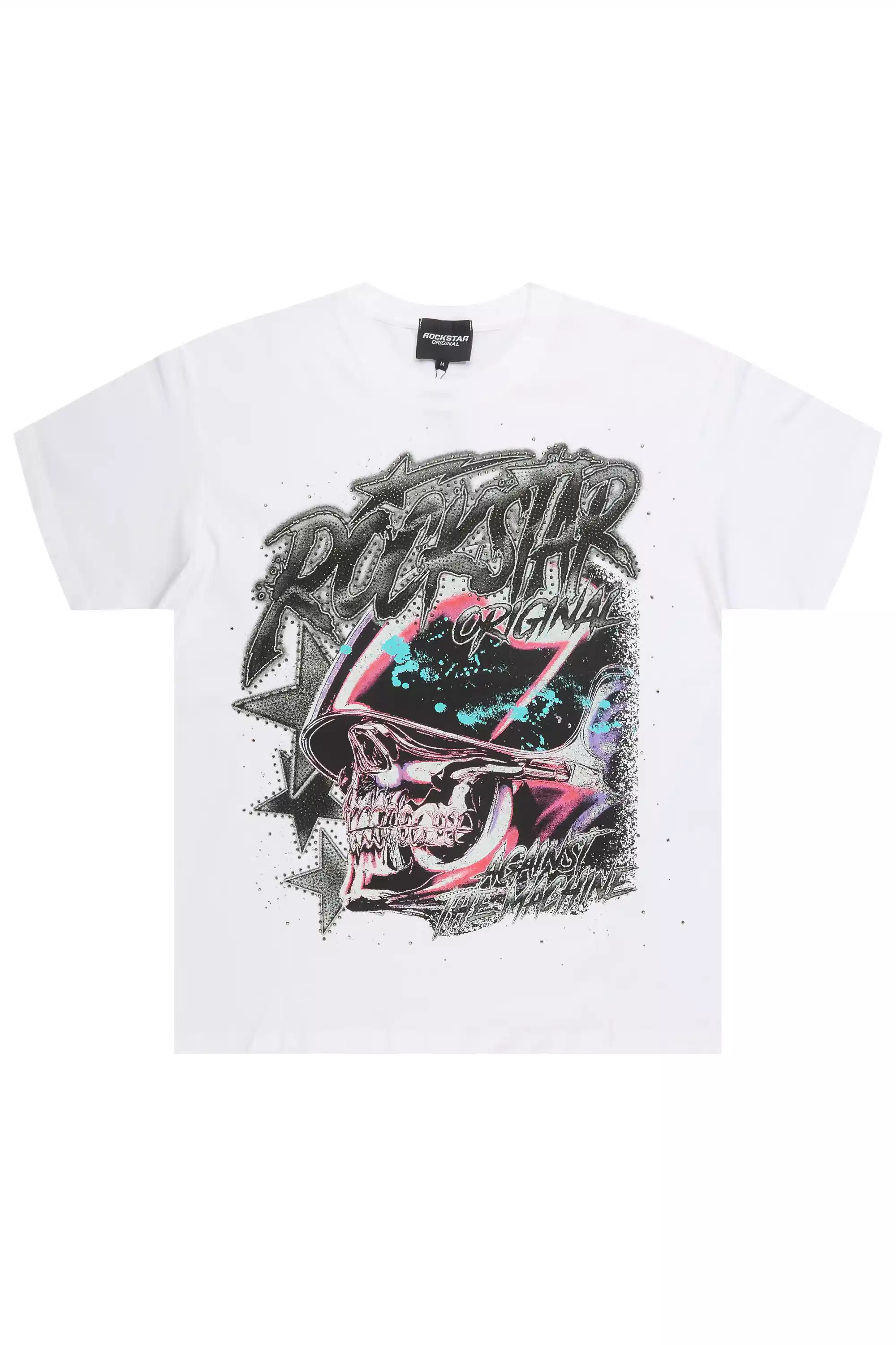 Outerworld White Graphic Rhinestone T-Shirt - Image 7