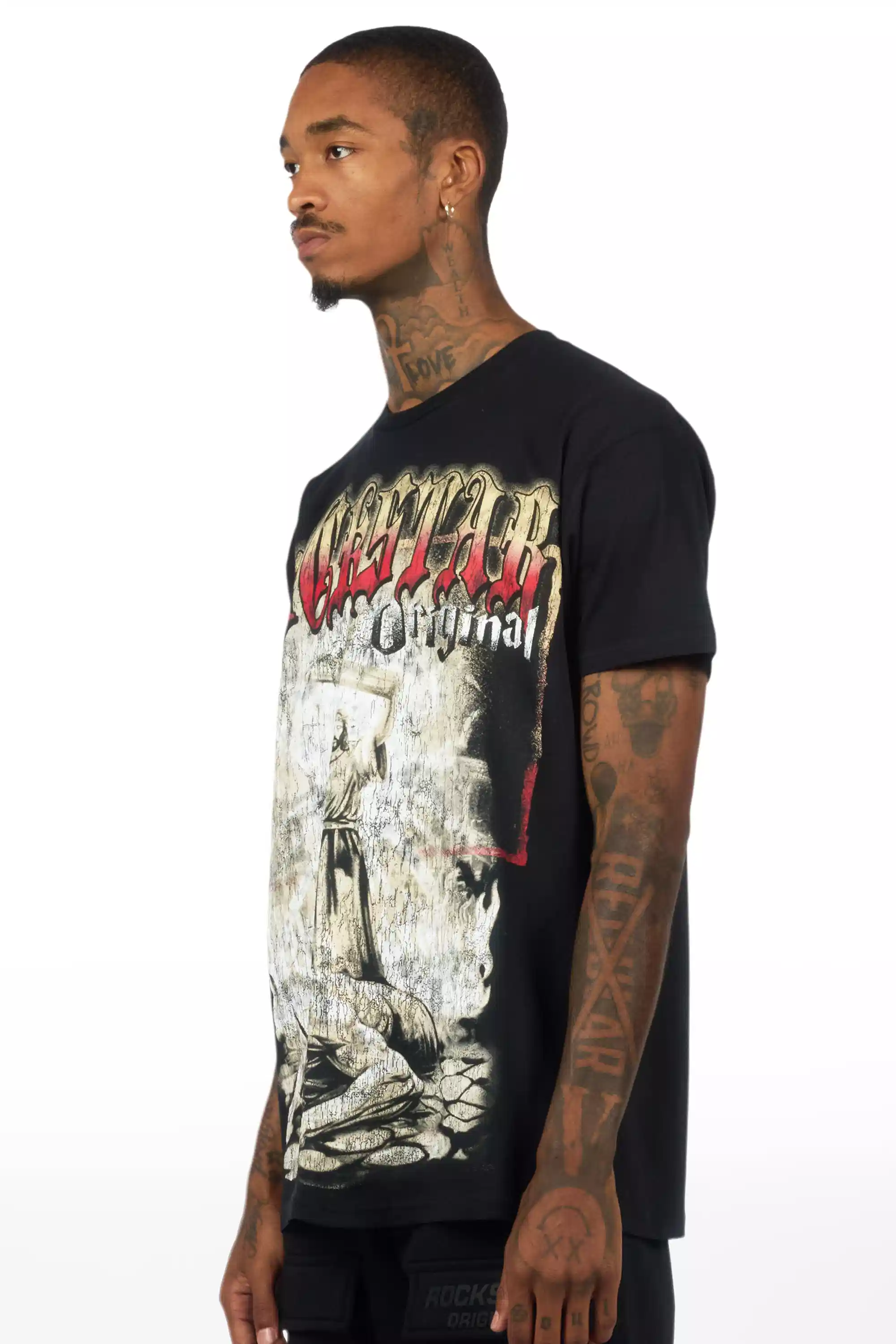Renzo Black/Red Oversized Graphic T-Shirt - Image 4