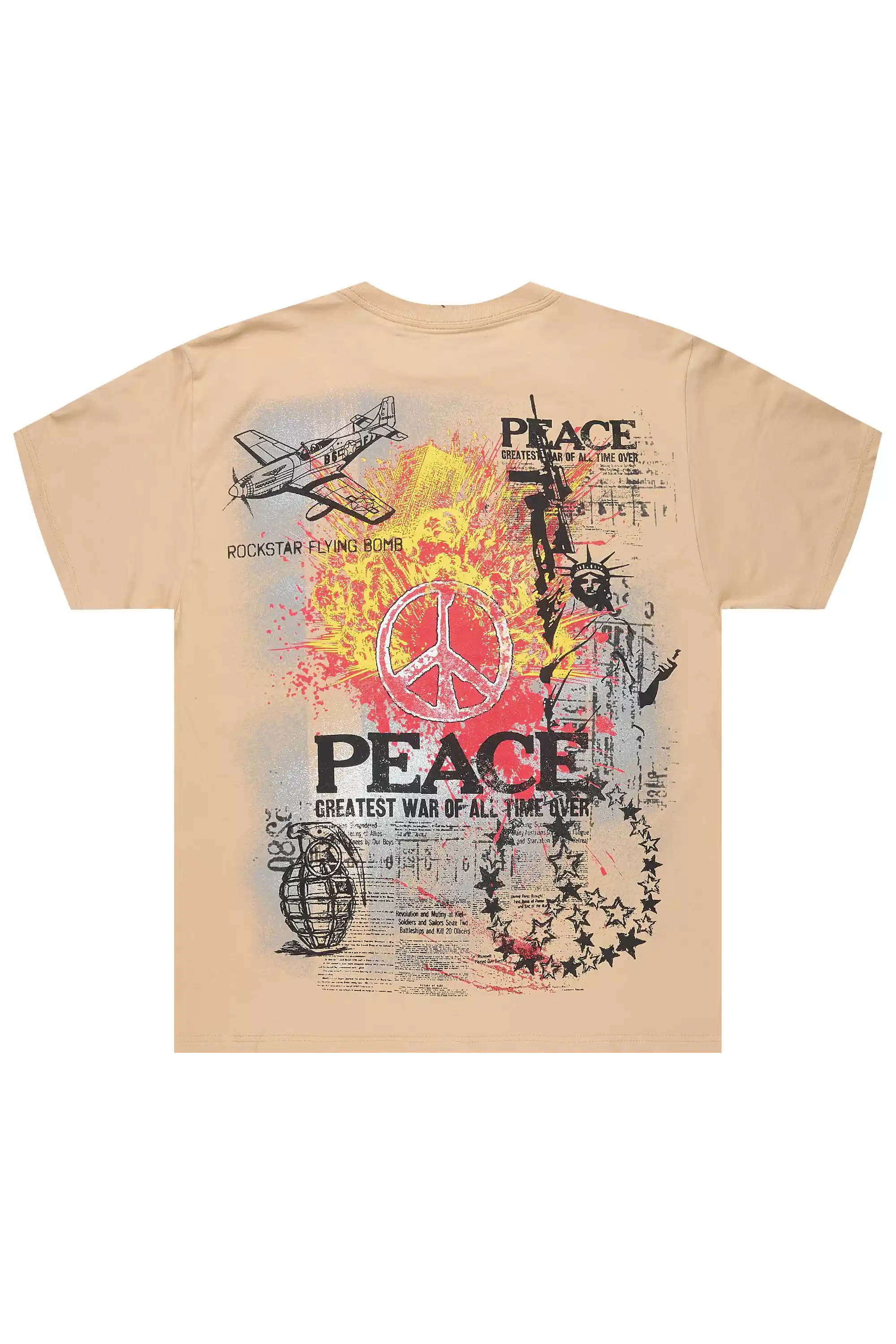 Saeko Beige Oversized Graphic T-Shirt - Image 8