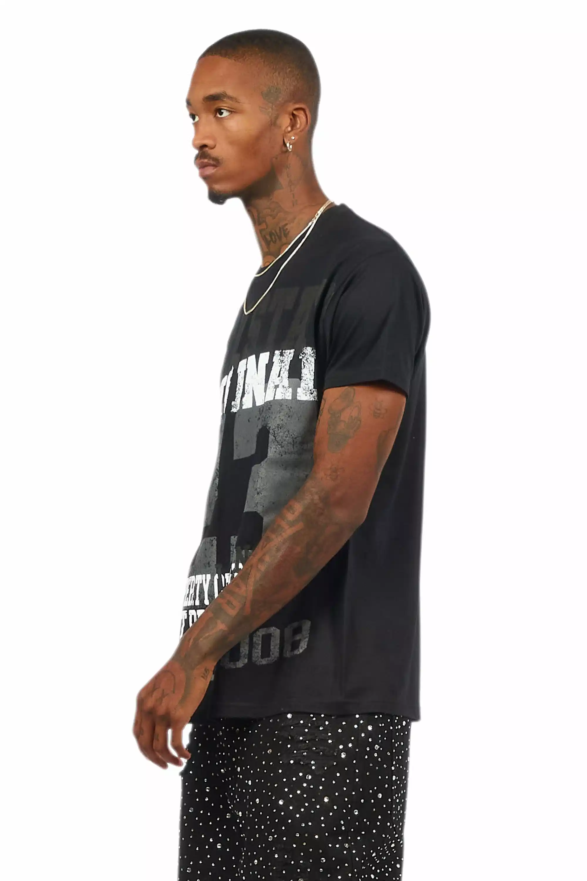 Kyvaris Black/Grey Oversized Graphic T-Shirt - Image 7
