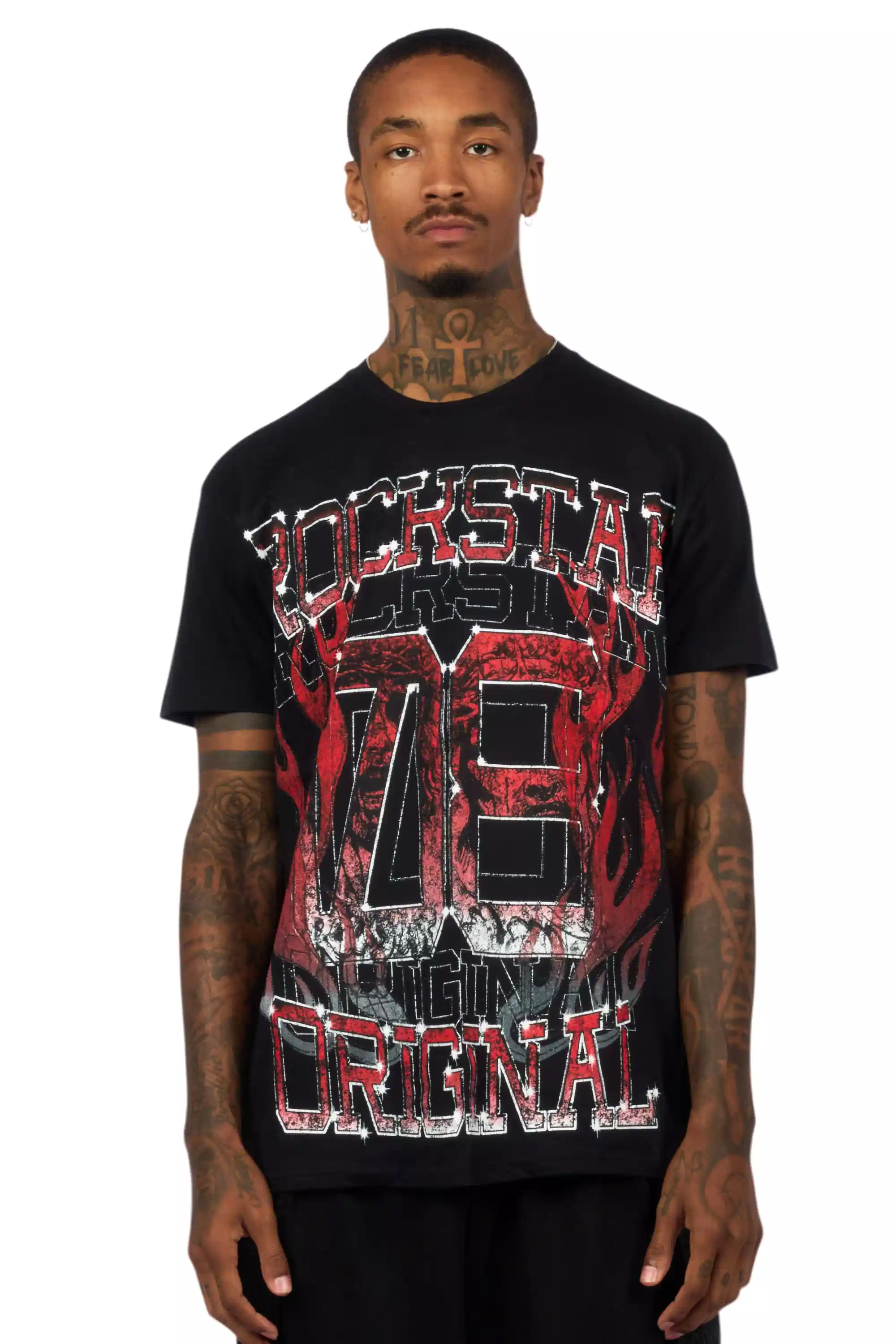 Veyene Black/Red Oversized Graphic T-Shirt - Image 2
