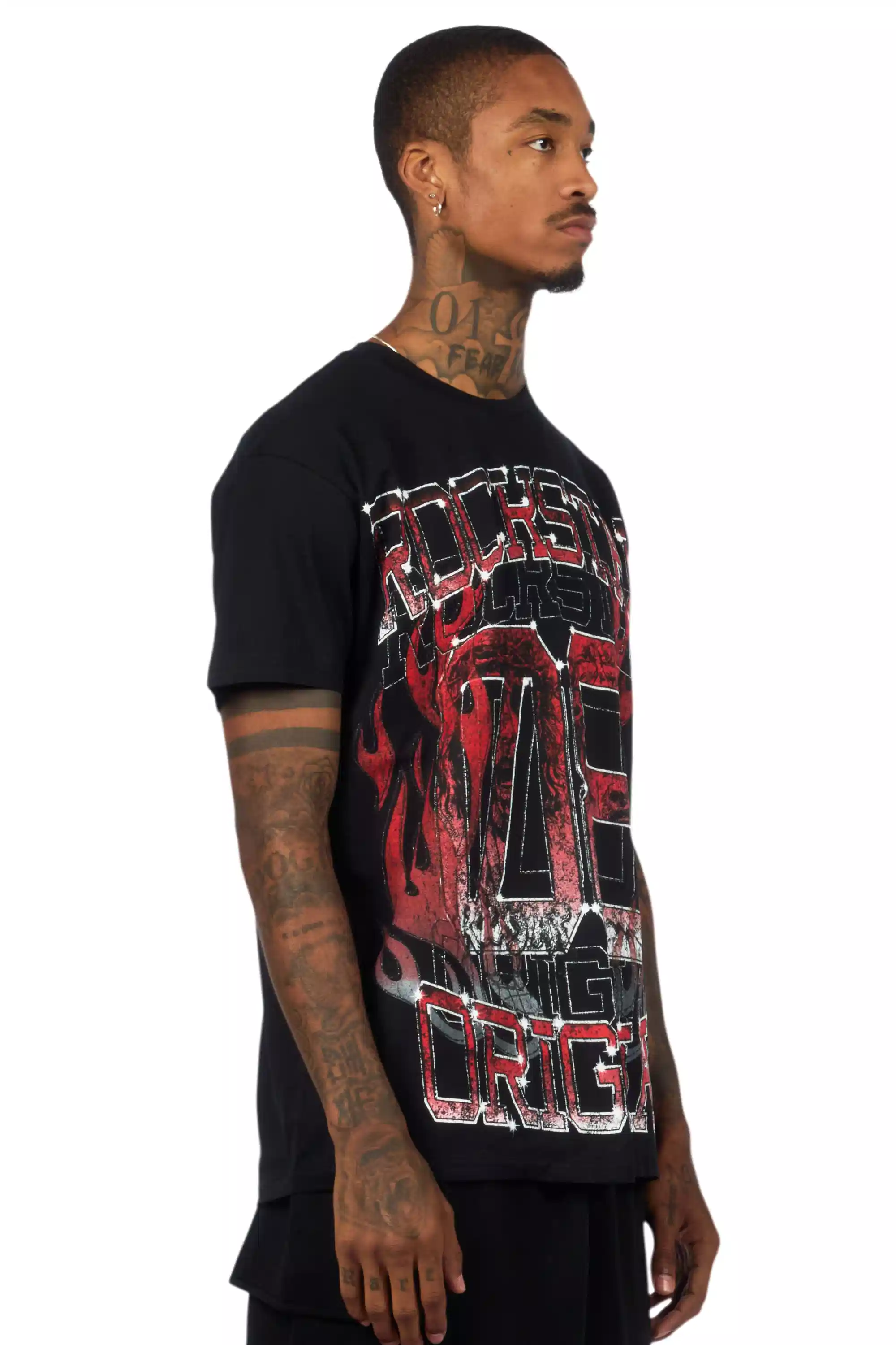 Veyene Black/Red Oversized Graphic T-Shirt - Image 3