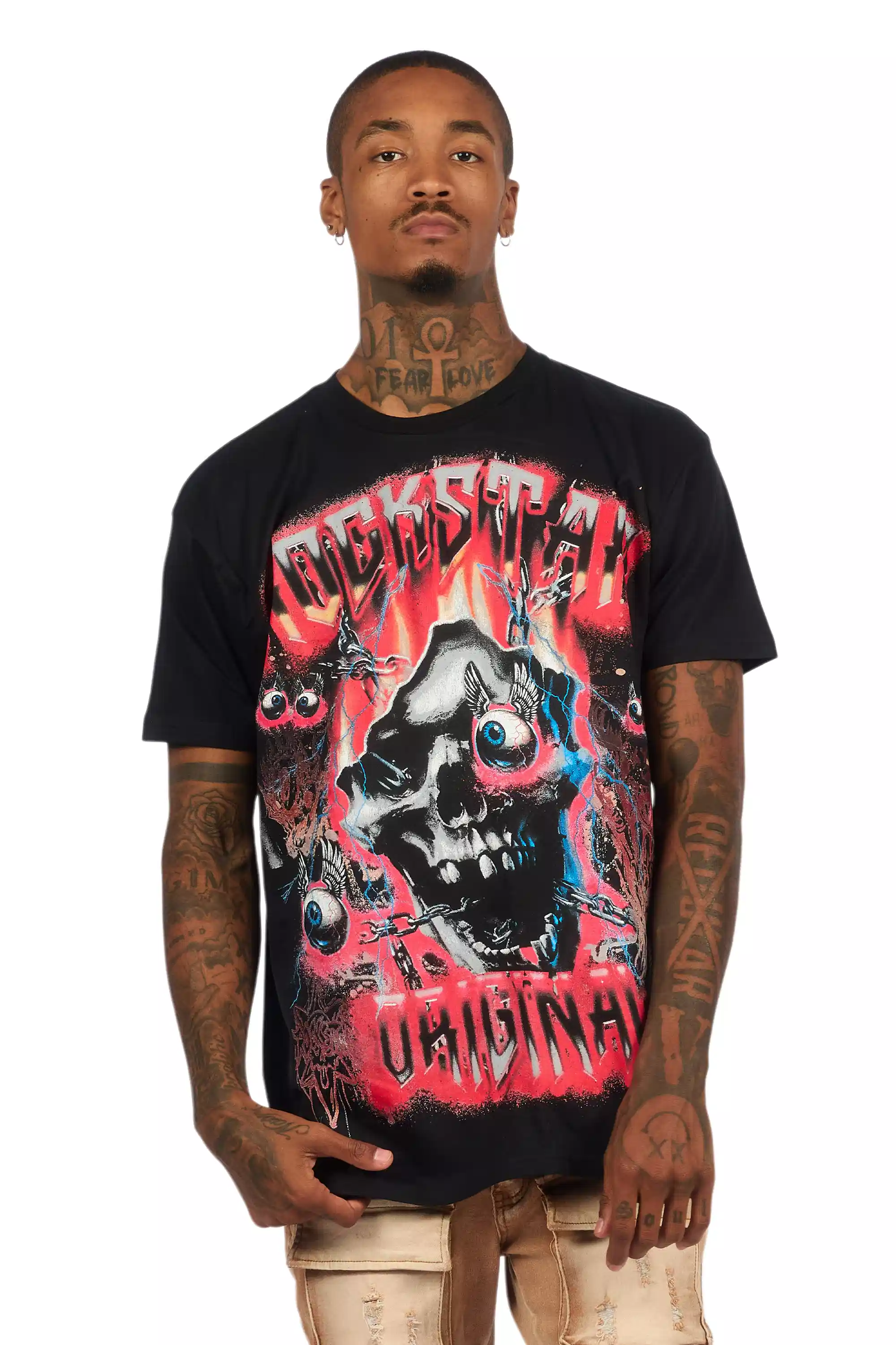 Styx Black/Red Oversized Graphic T-Shirt - Image 2