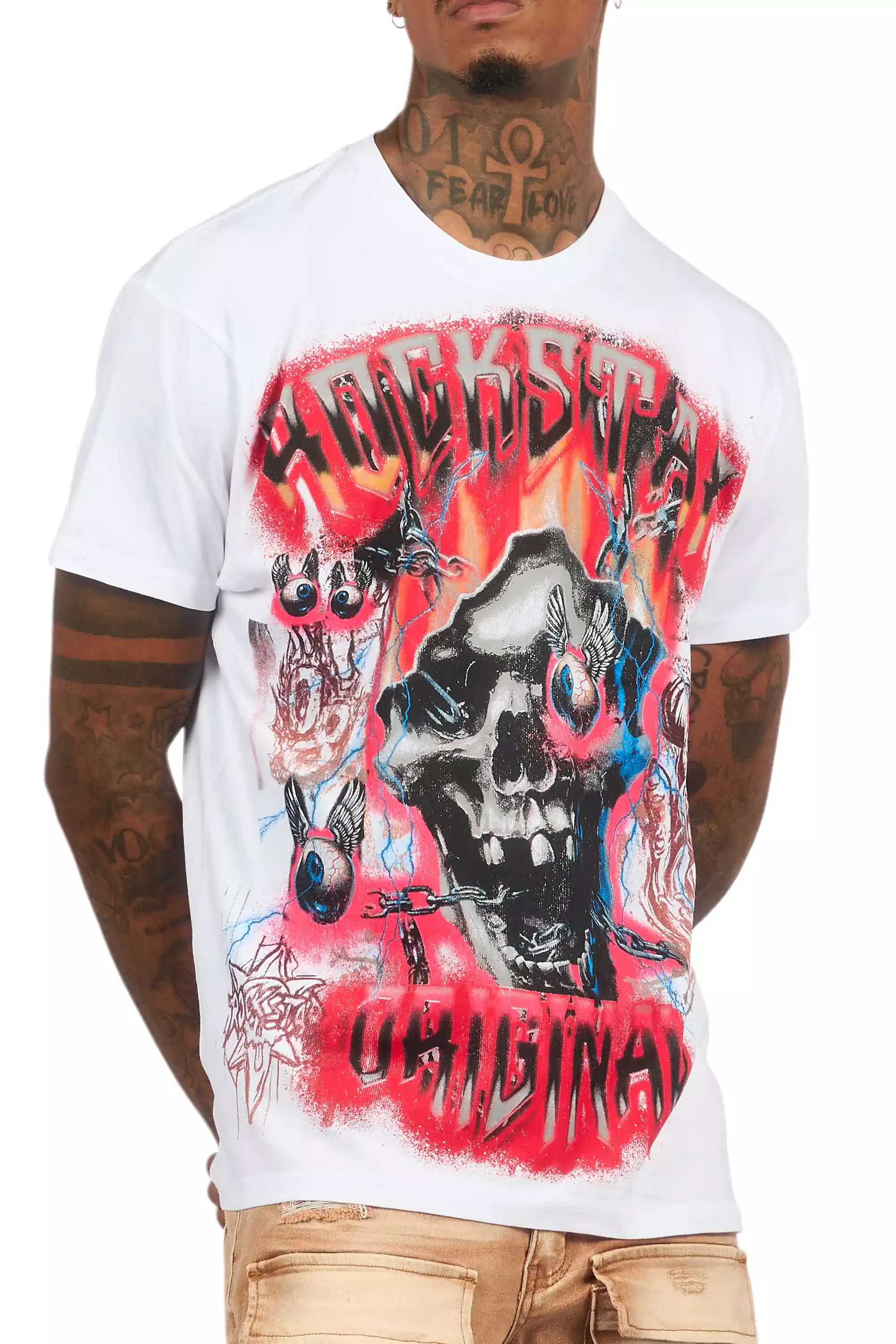 Styx White/Red Oversized Graphic T-Shirt - Image 5