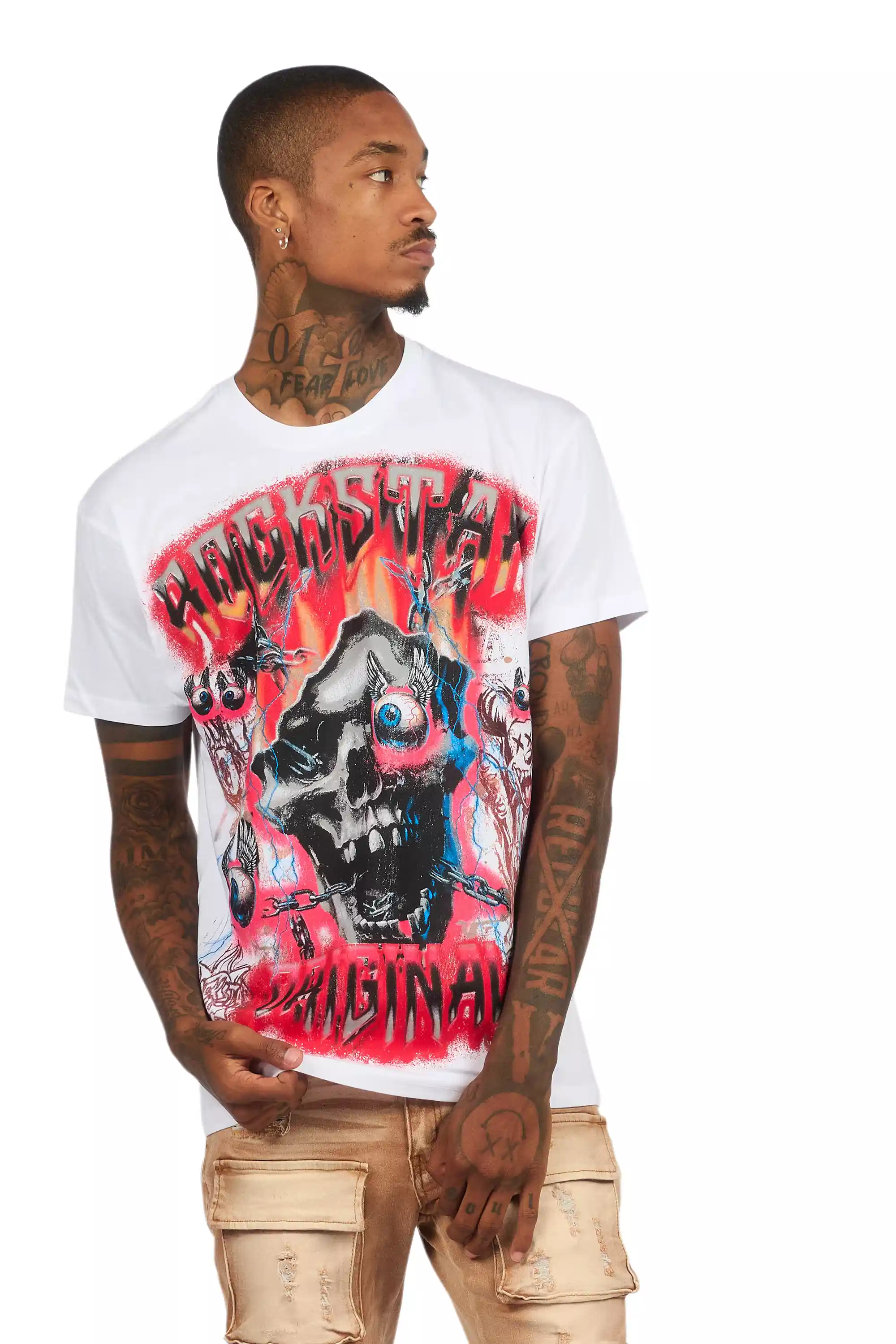 Styx White/Red Oversized Graphic T-Shirt - Image 6