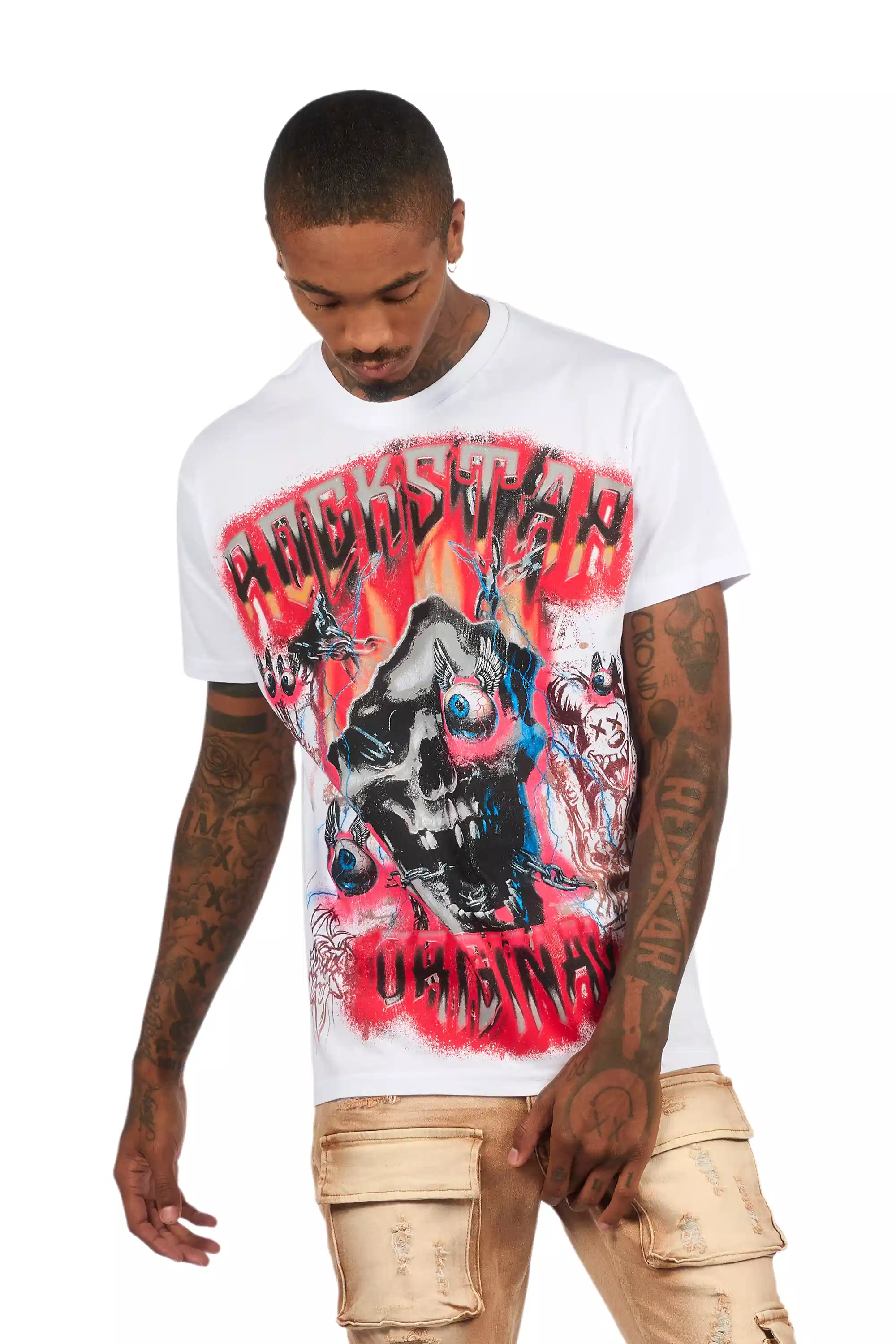 Styx White/Red Oversized Graphic T-Shirt - Image 7