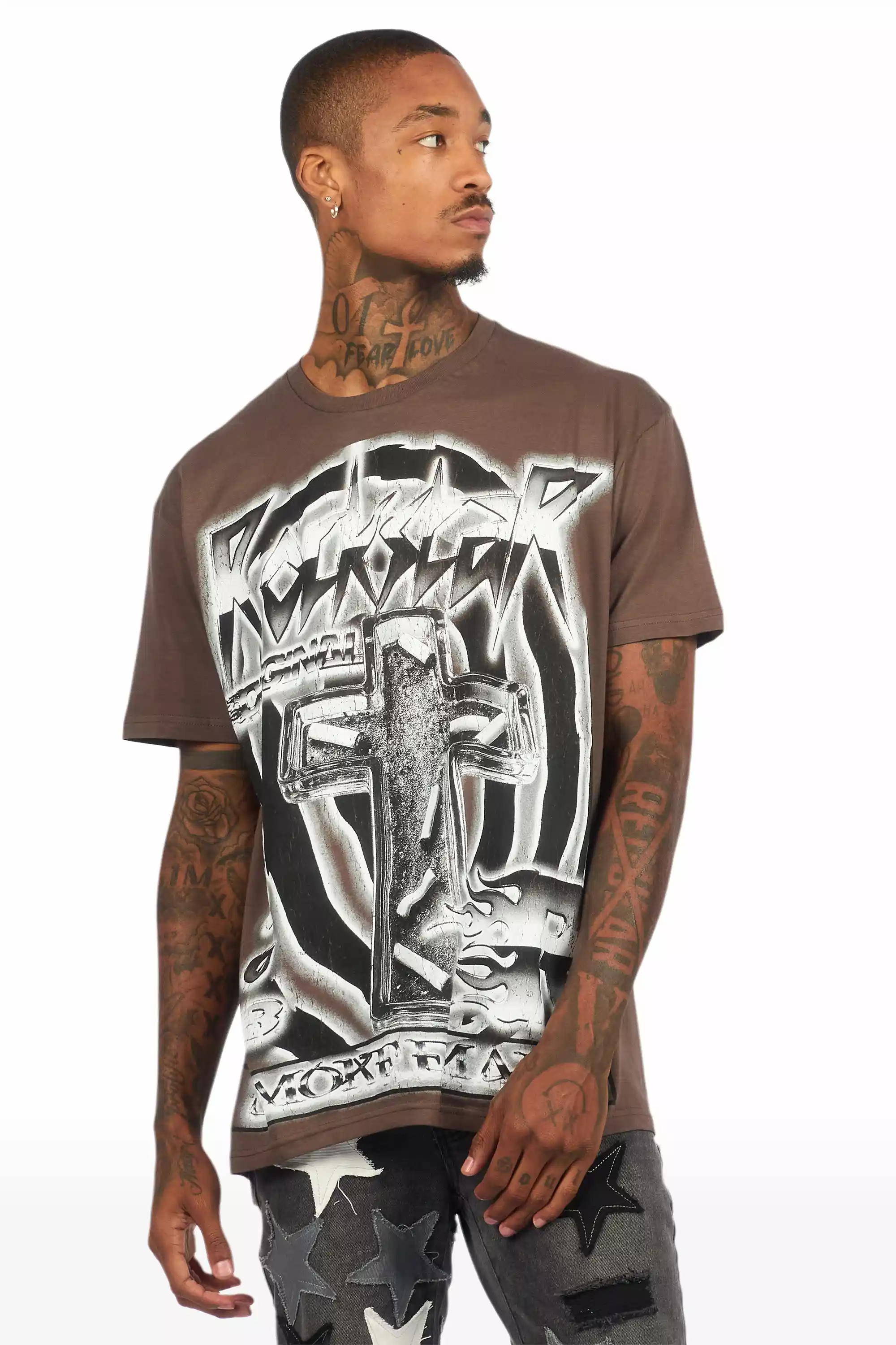 Smokeem Dark Grey/Black Oversized Graphic T-Shirt - Image 2