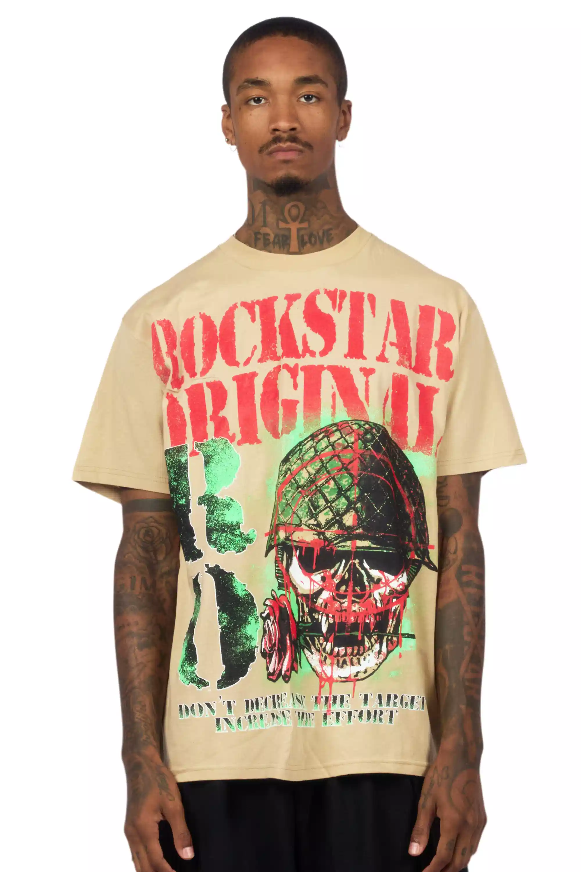 Kilshot Romance 2.0 Beige Oversized Graphic T-Shirt - Image 2