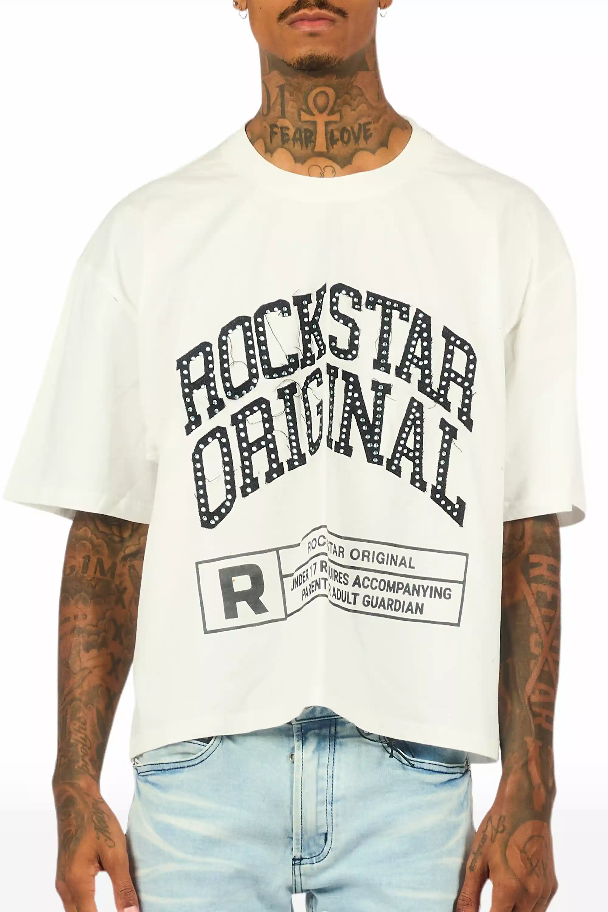 Tracy White Rhinestone Boxy Crop T-Shirt - Image 6