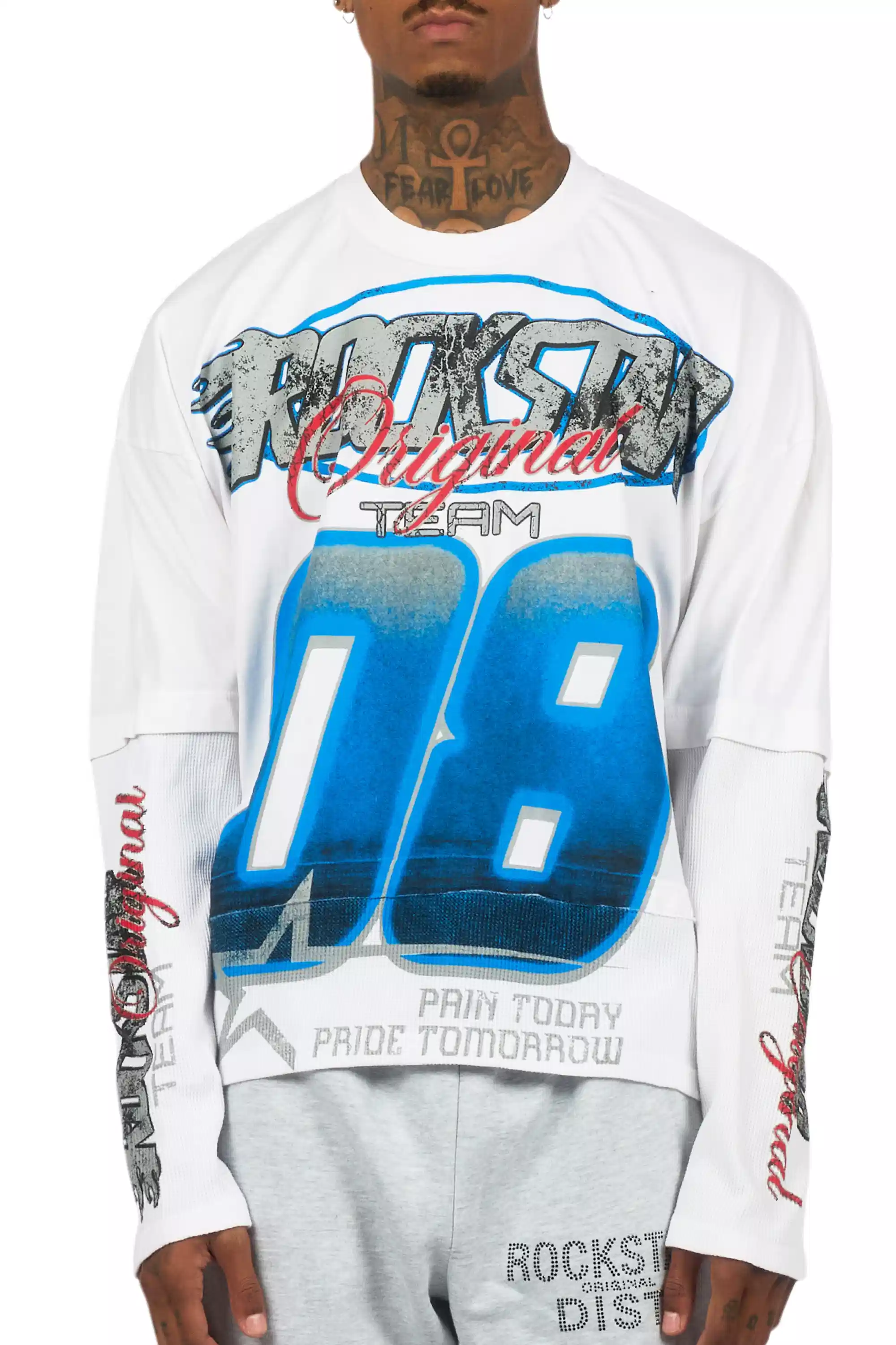 Ryker White/Blue Boxy Crop Double Layer Tee - Image 6