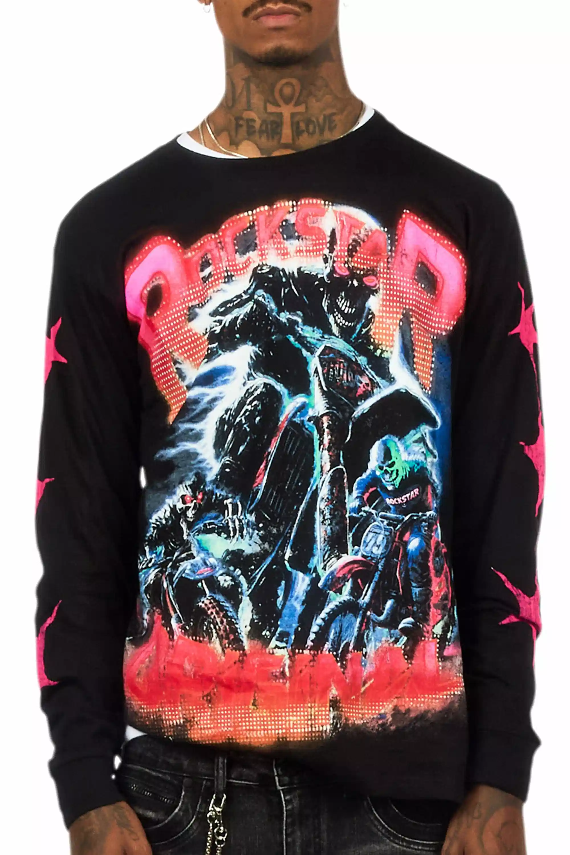 Trenzo Black/Fuchsia Long Sleeve Graphic T-Shirt - Image 9