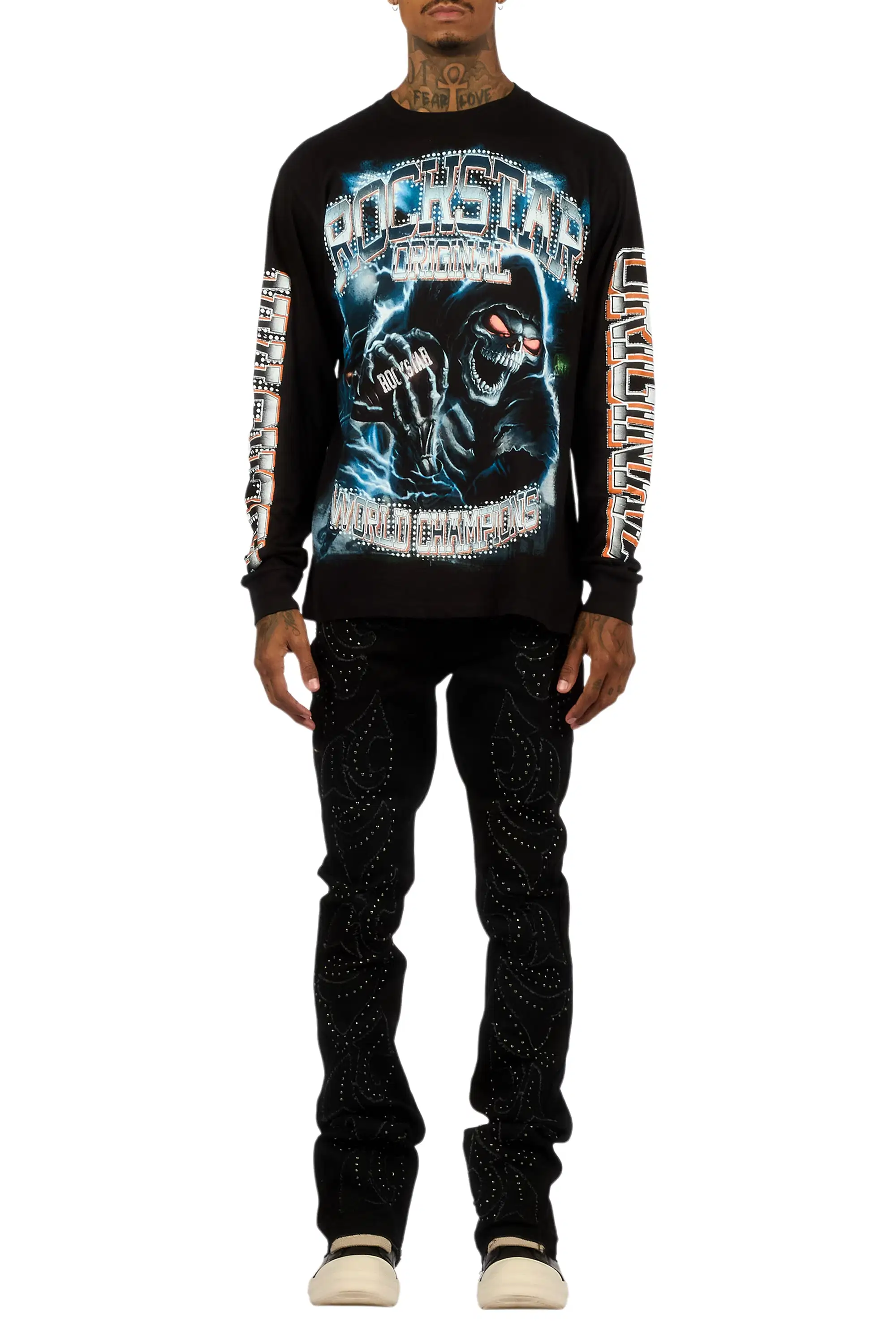 Kross Black/Blue Long Sleeve Graphic T-Shirt - Image 5