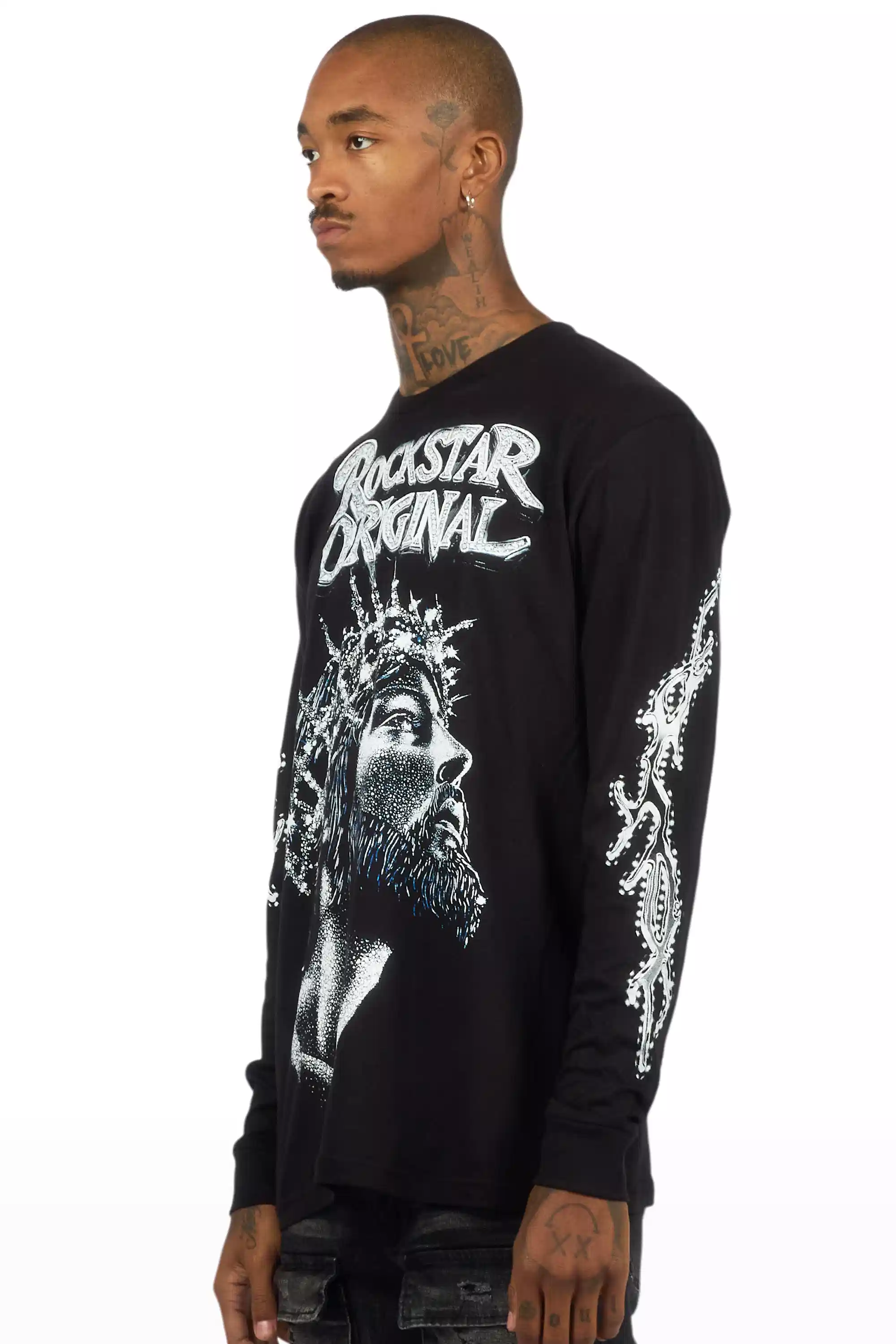 Darius Black Long Sleeve Graphic T-Shirt - Image 4