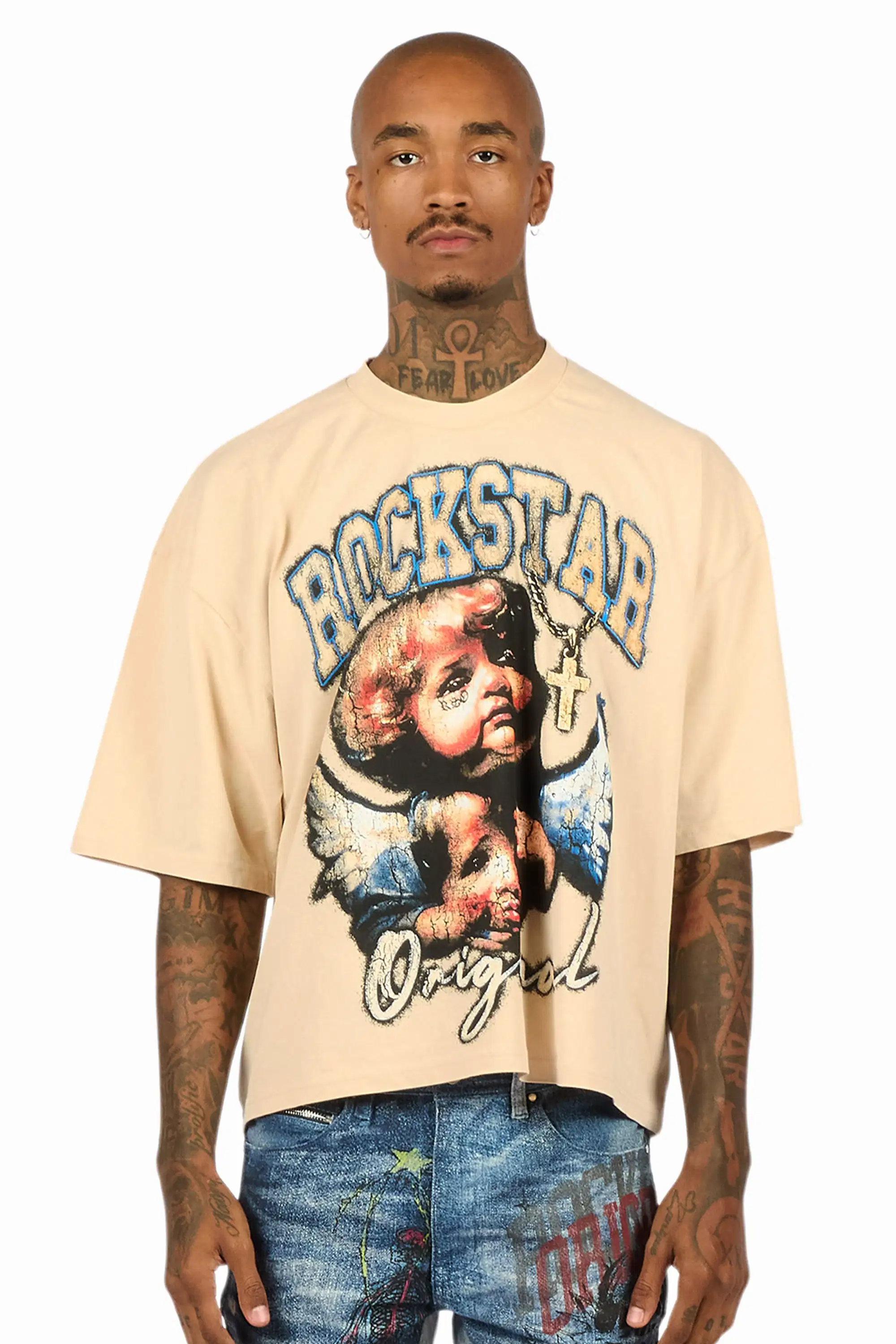 Deiter Beige Boxy Crop T-Shirt - Image 2