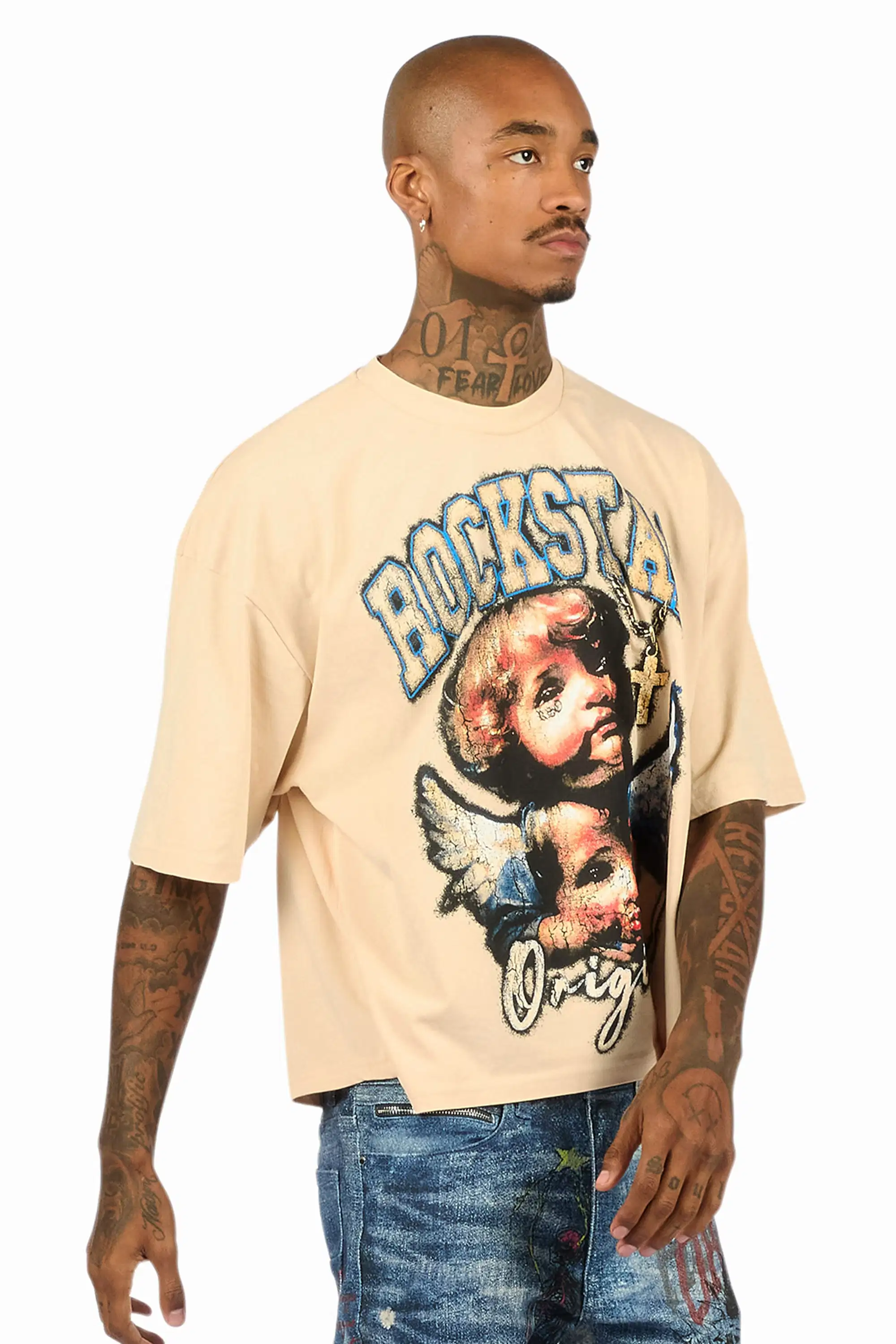 Deiter Beige Boxy Crop T-Shirt - Image 3