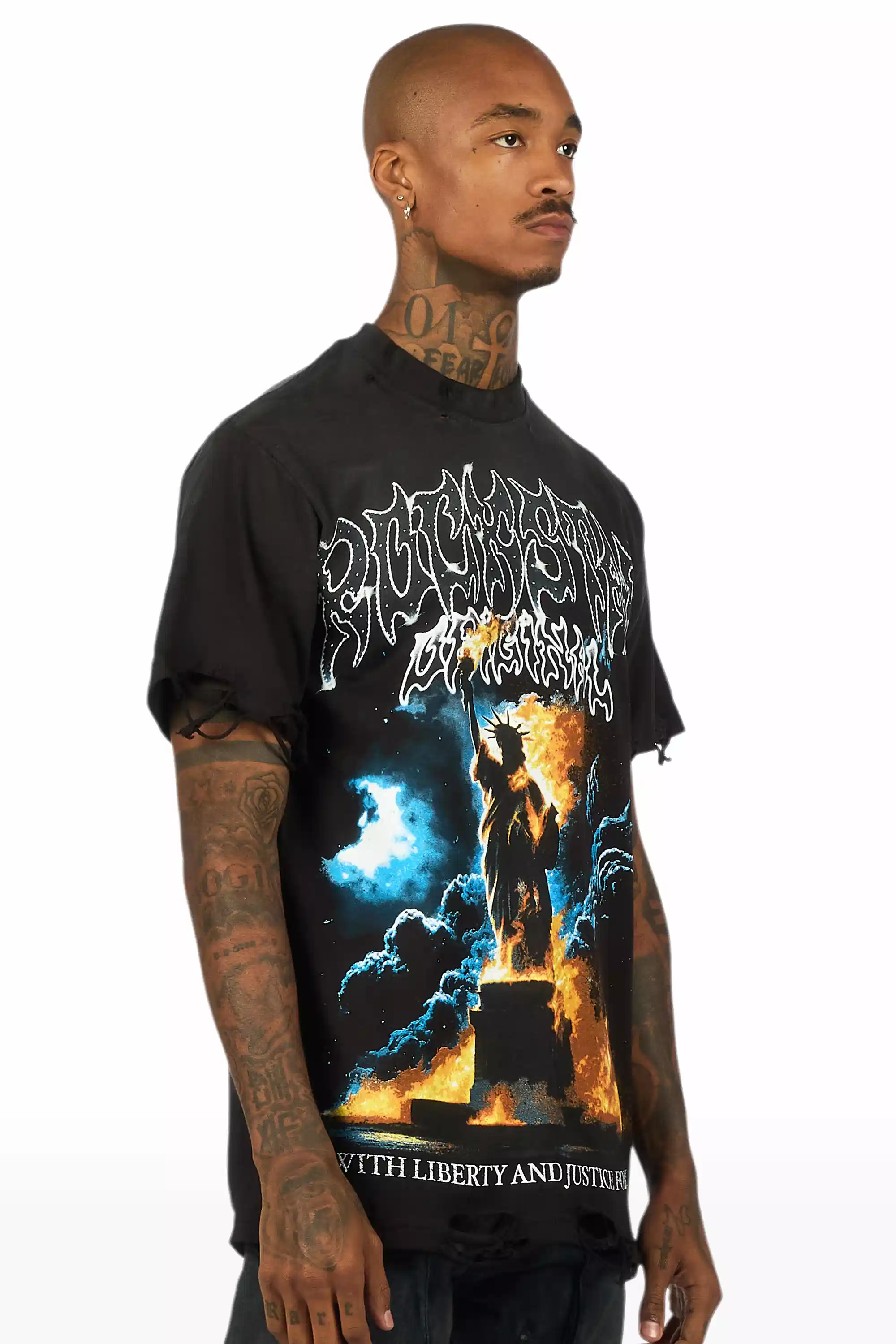 Liberta Black/Multi Oversized Graphic T-Shirt - Image 3