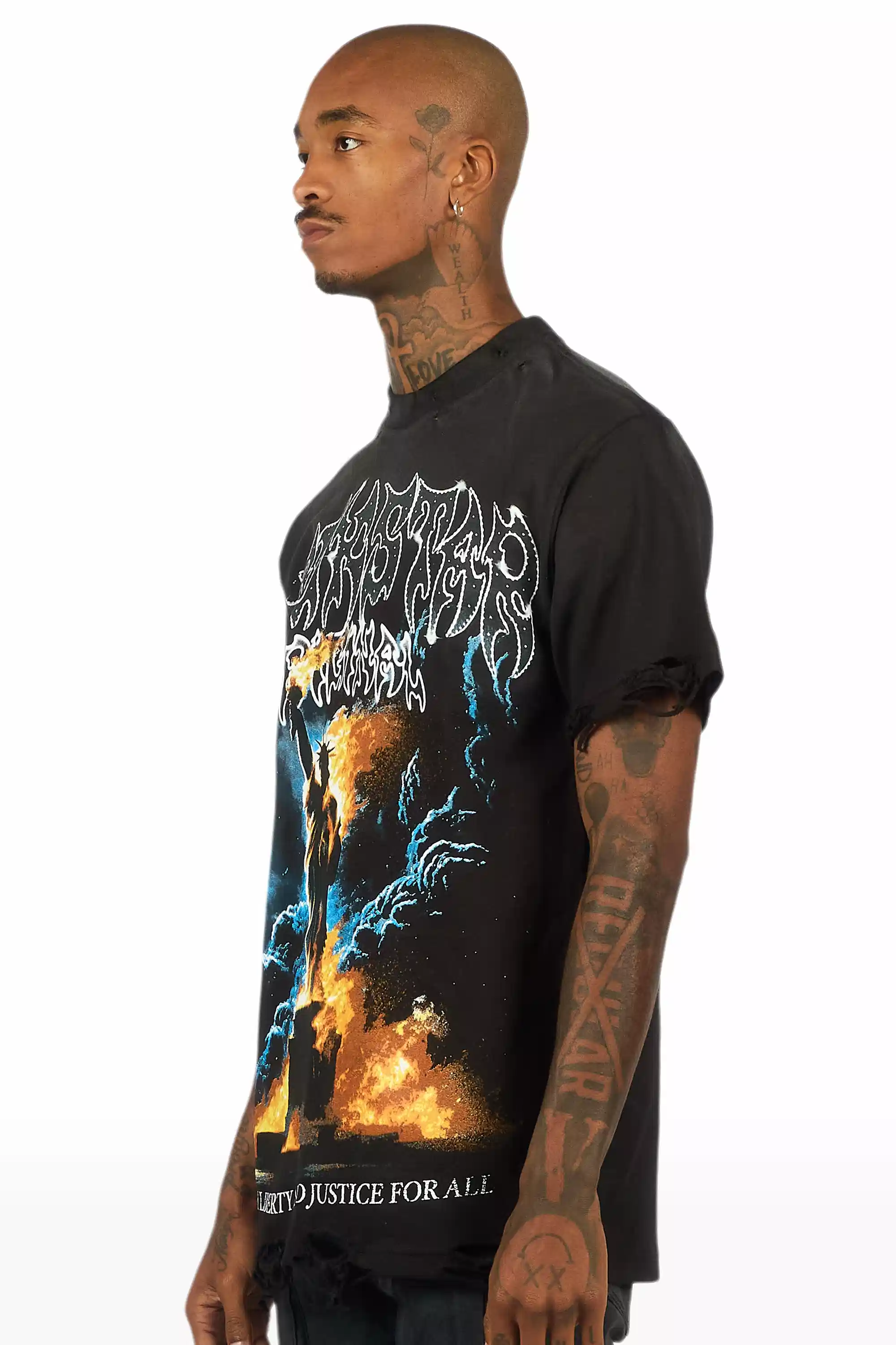 Liberta Black/Multi Oversized Graphic T-Shirt - Image 4