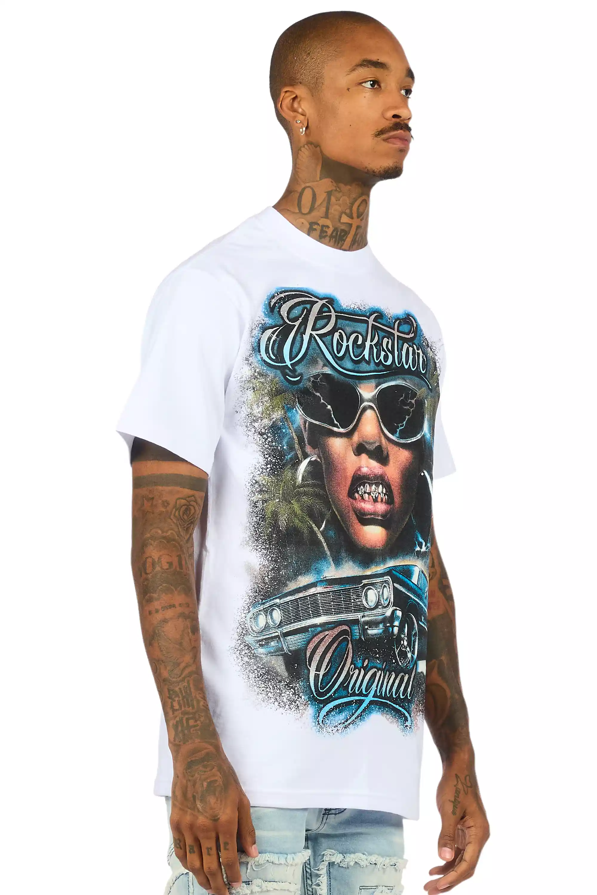 Ozair White/Multi Oversized Graphic T-Shirt - Image 3