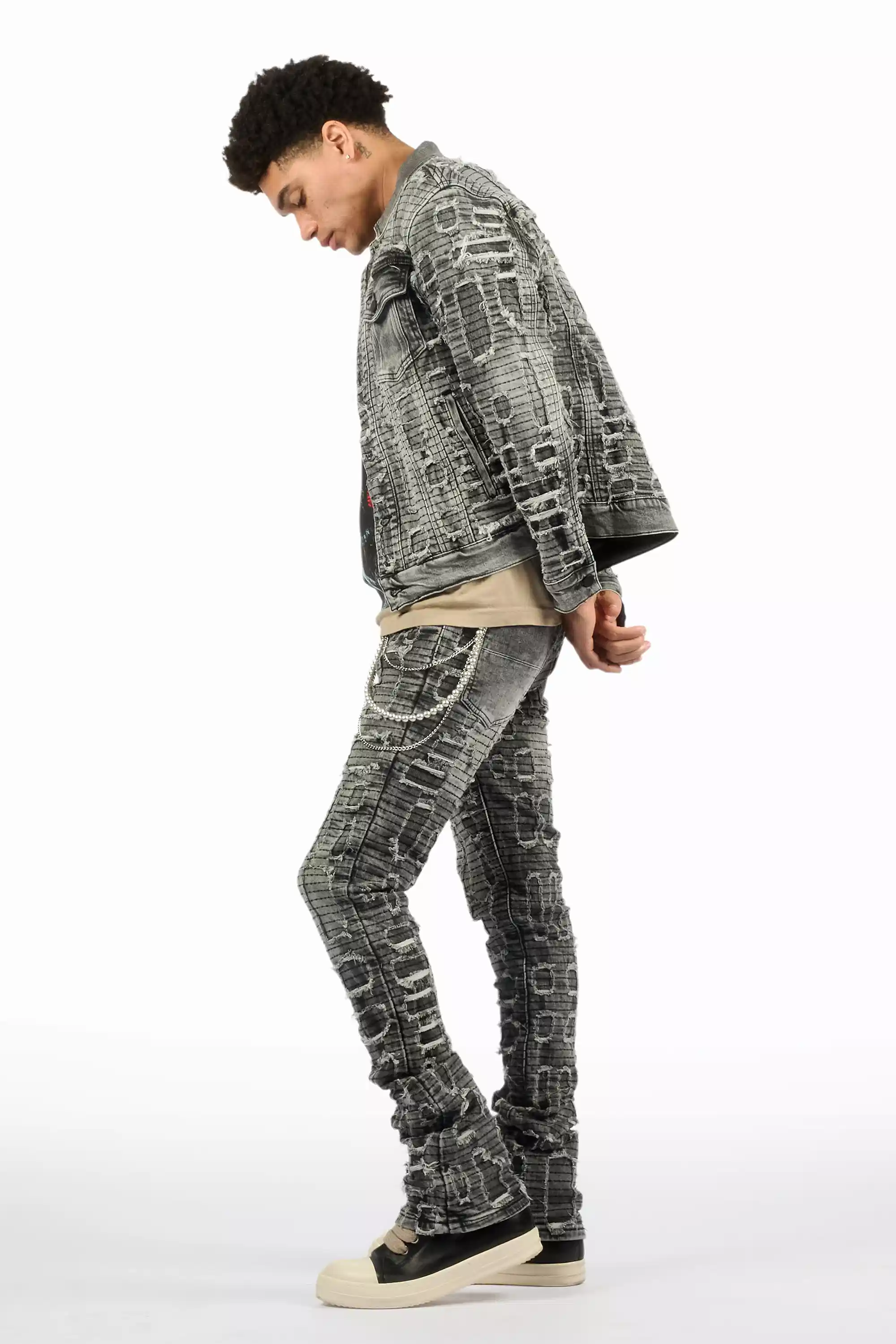 Krowne Beige/Black Oversized Graphic T-Shirt - Image 4