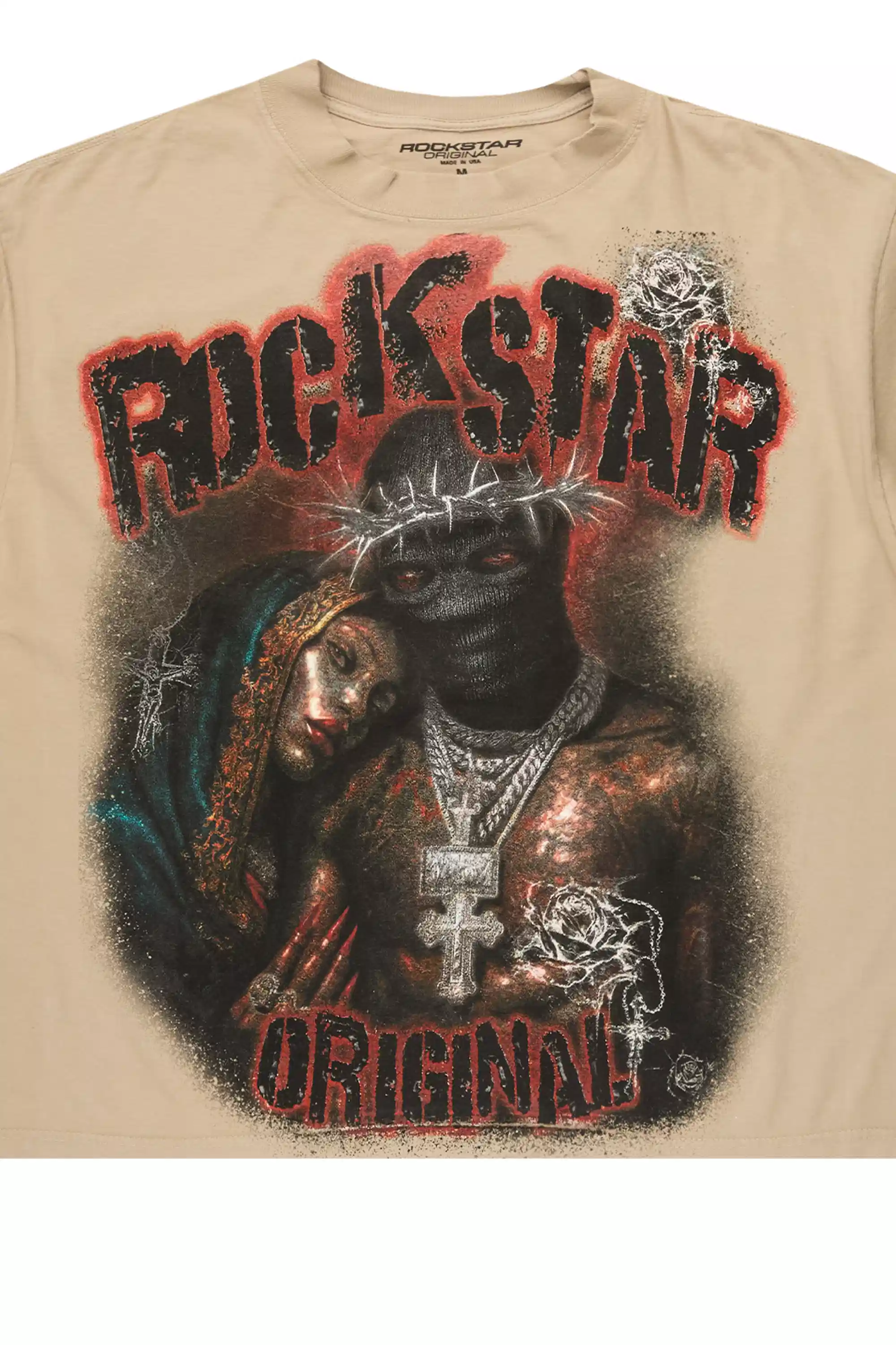 Rhydan Beige/Black Oversized Graphic T-Shirt - Image 2